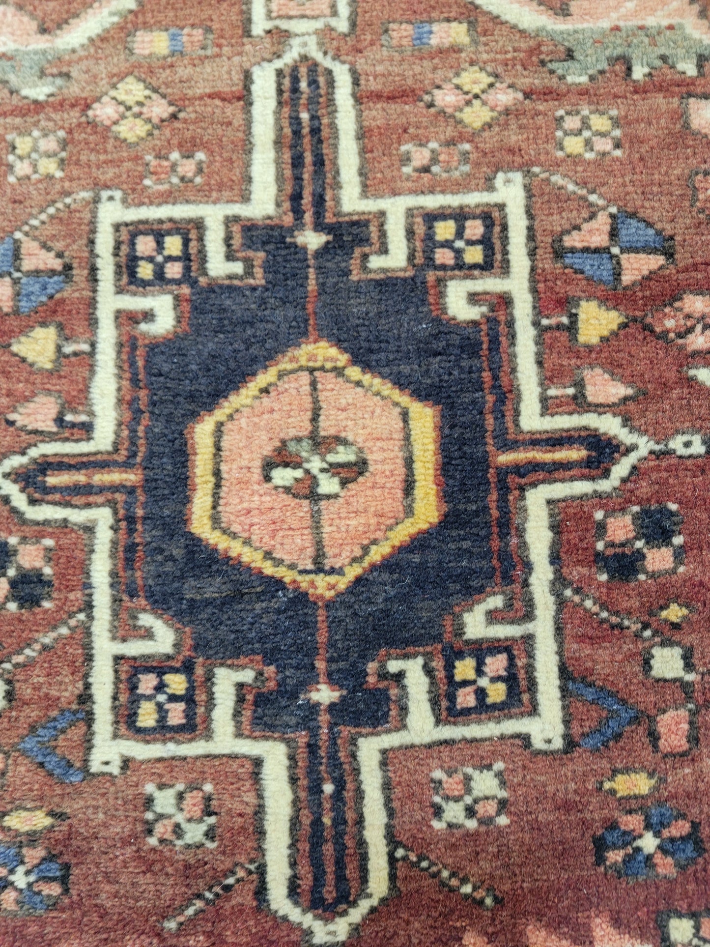 Antique Hand-Knotted Wool Runner Heriz Karajeh 2'5" x 14'