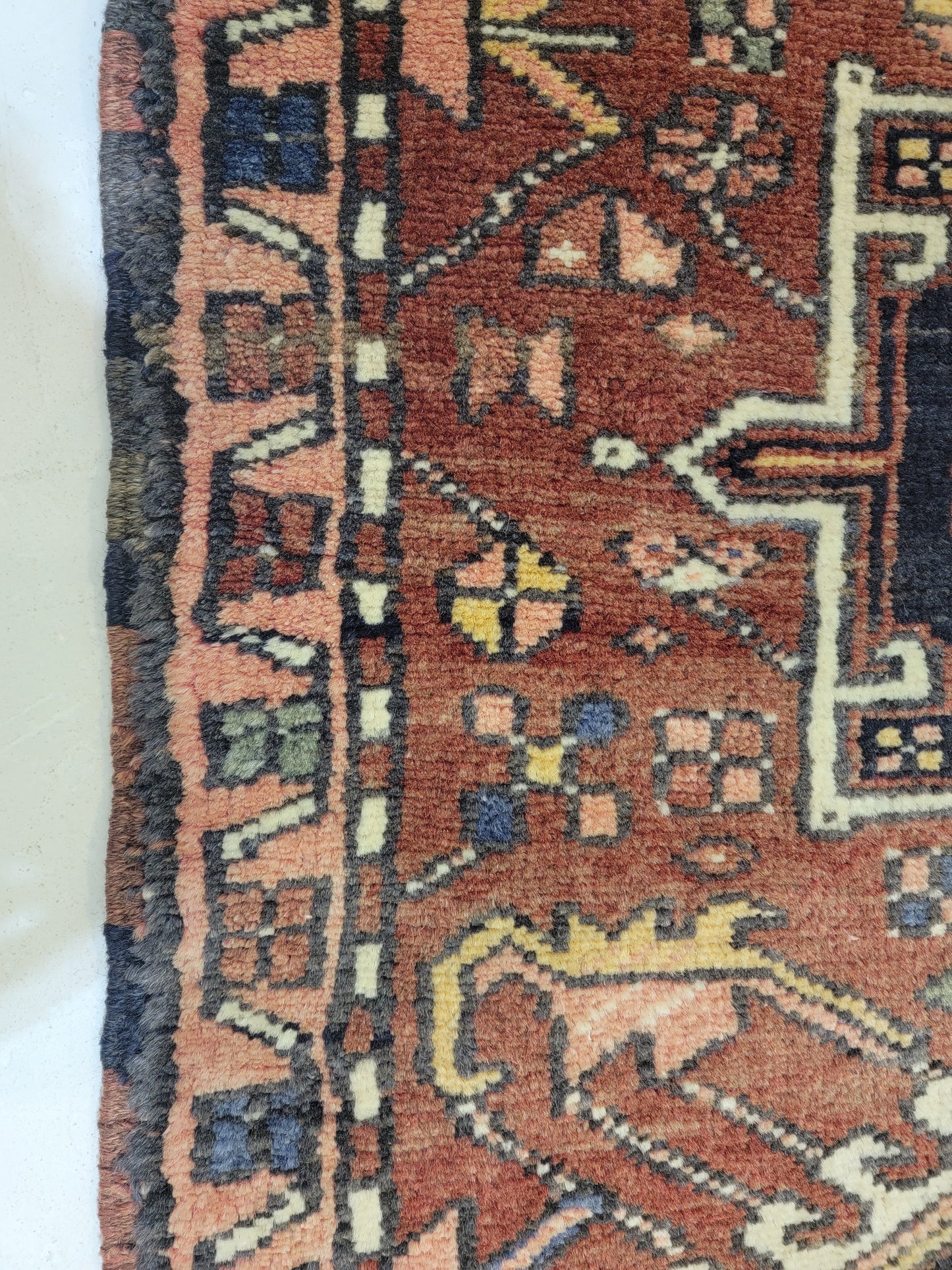 Antique Hand-Knotted Wool Runner Heriz Karajeh 2'5" x 14'
