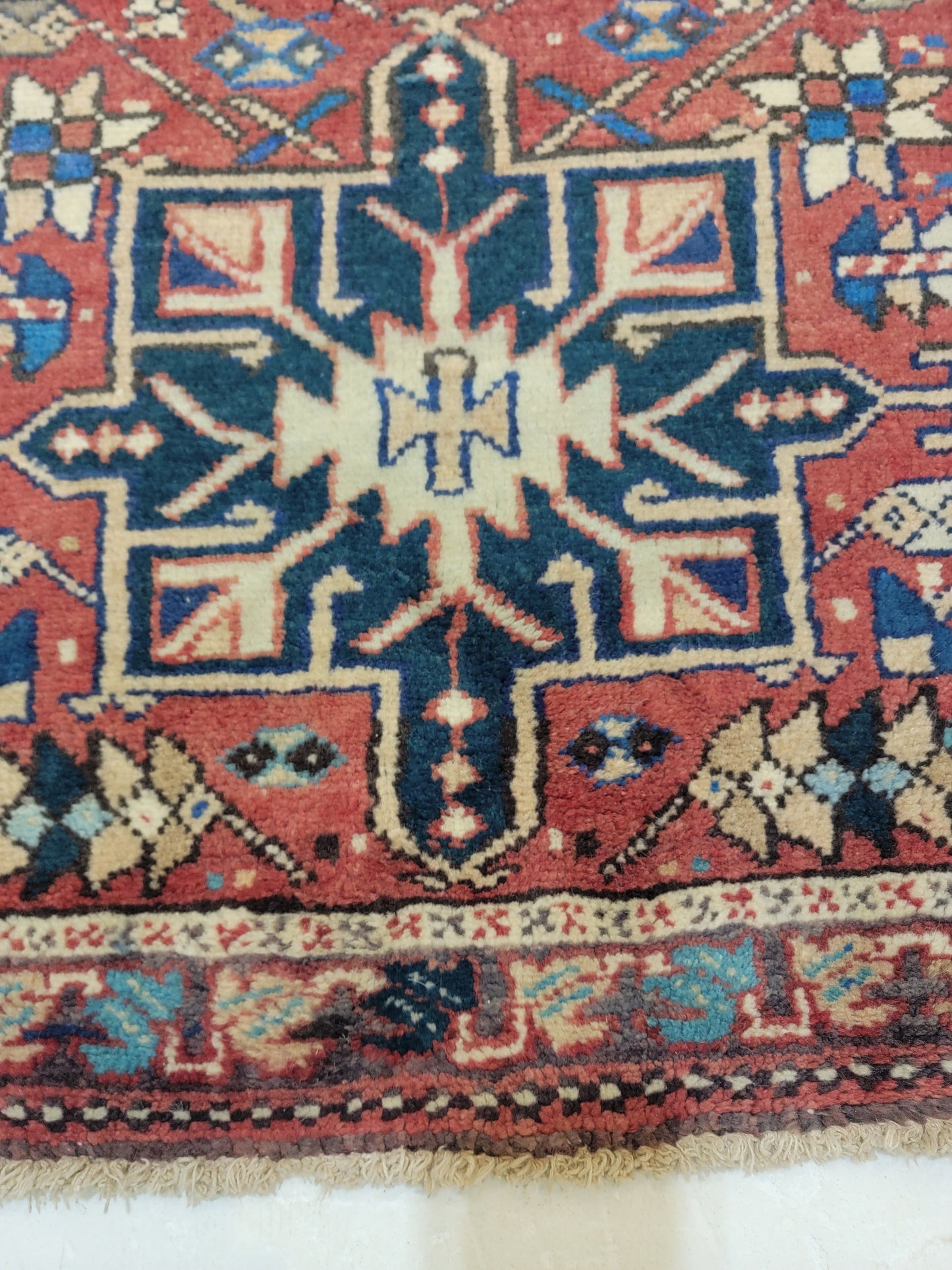 Antique Hand-Knotted Wool Runner Heriz Karajeh 2'5" x 12'3"