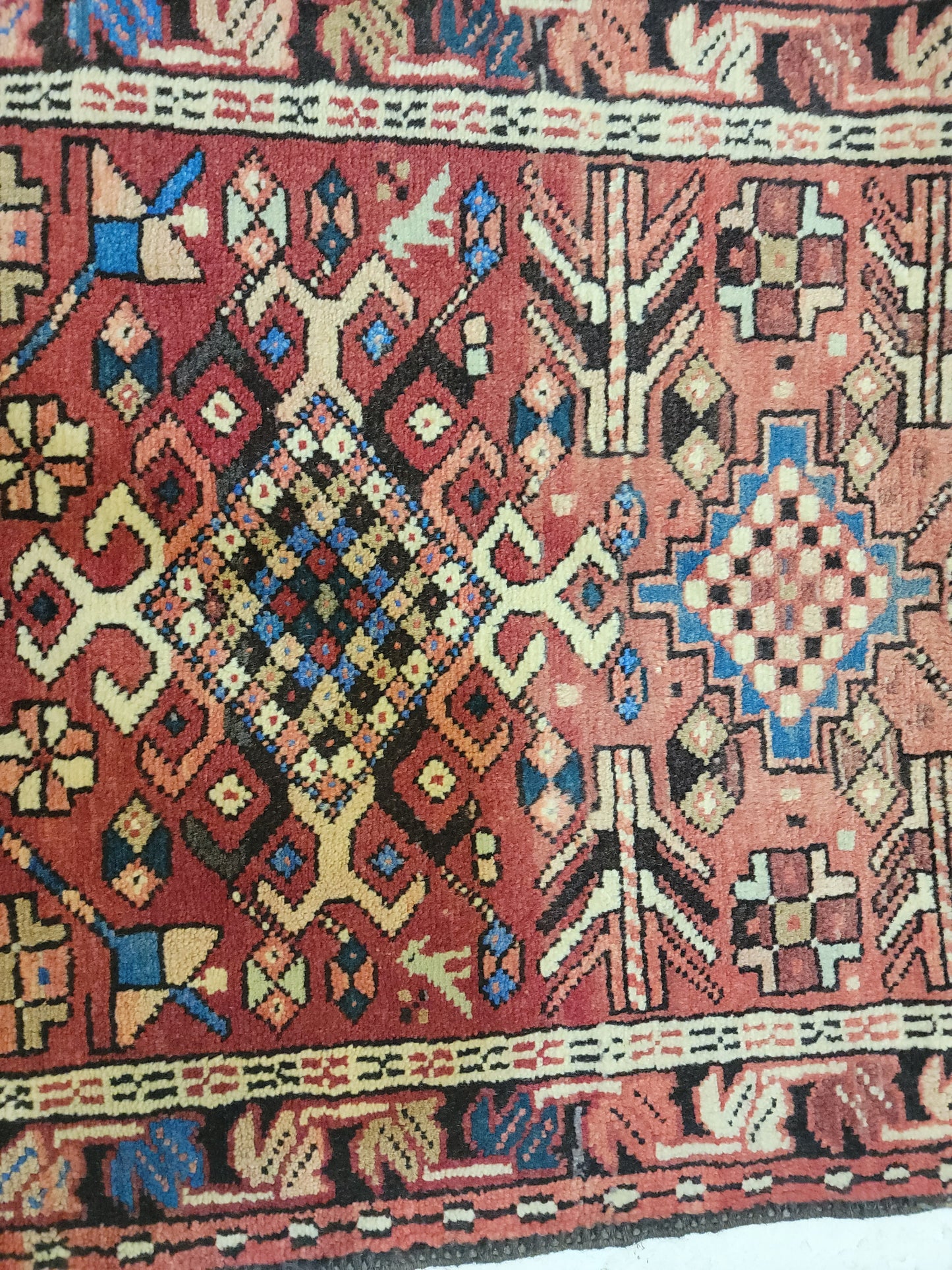 Antique Hand-Knotted Wool Runner Heriz Karajeh 2'5" x 12'3"