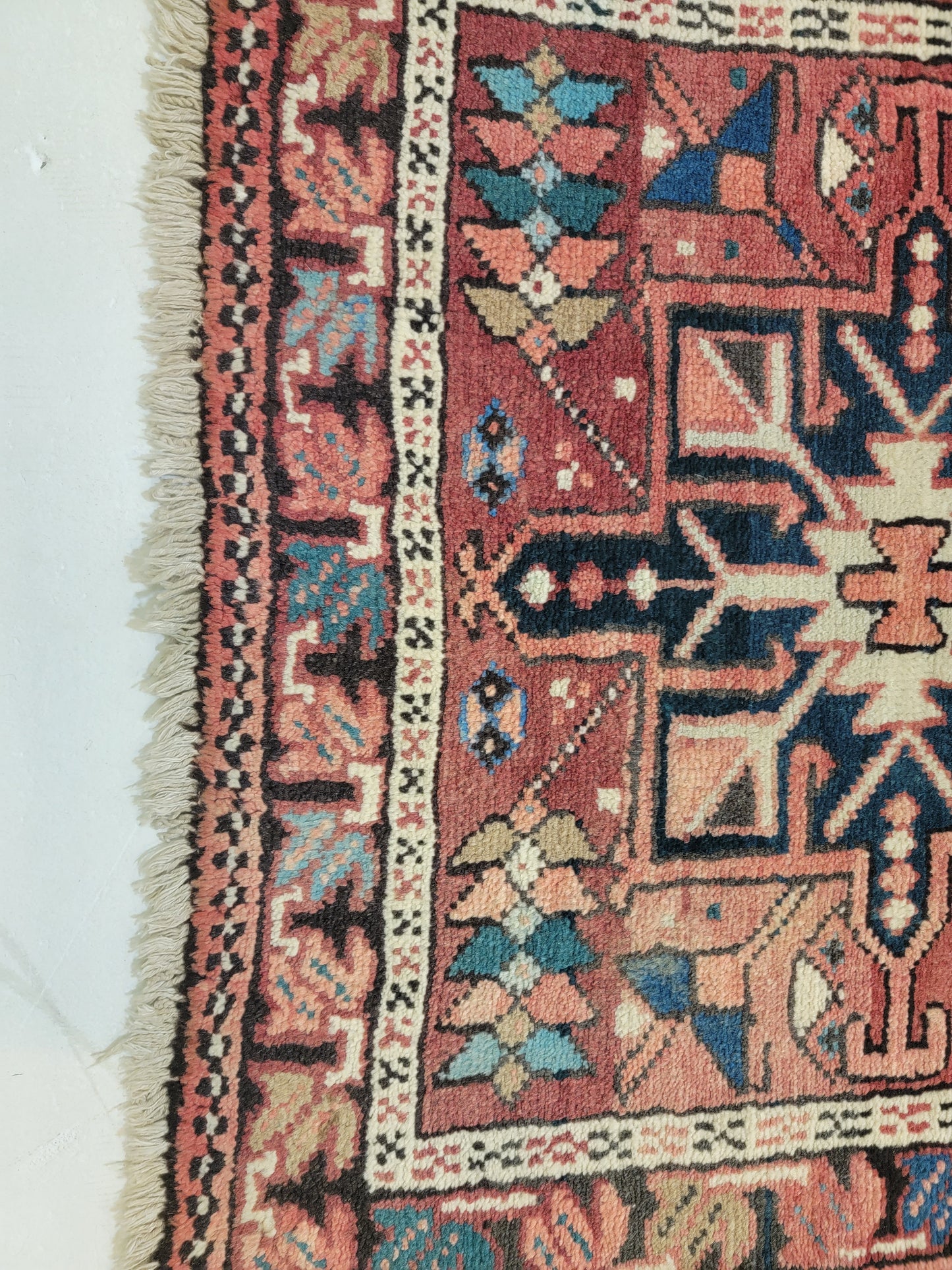 Antique Hand-Knotted Wool Runner Heriz Karajeh 2'5" x 12'3"