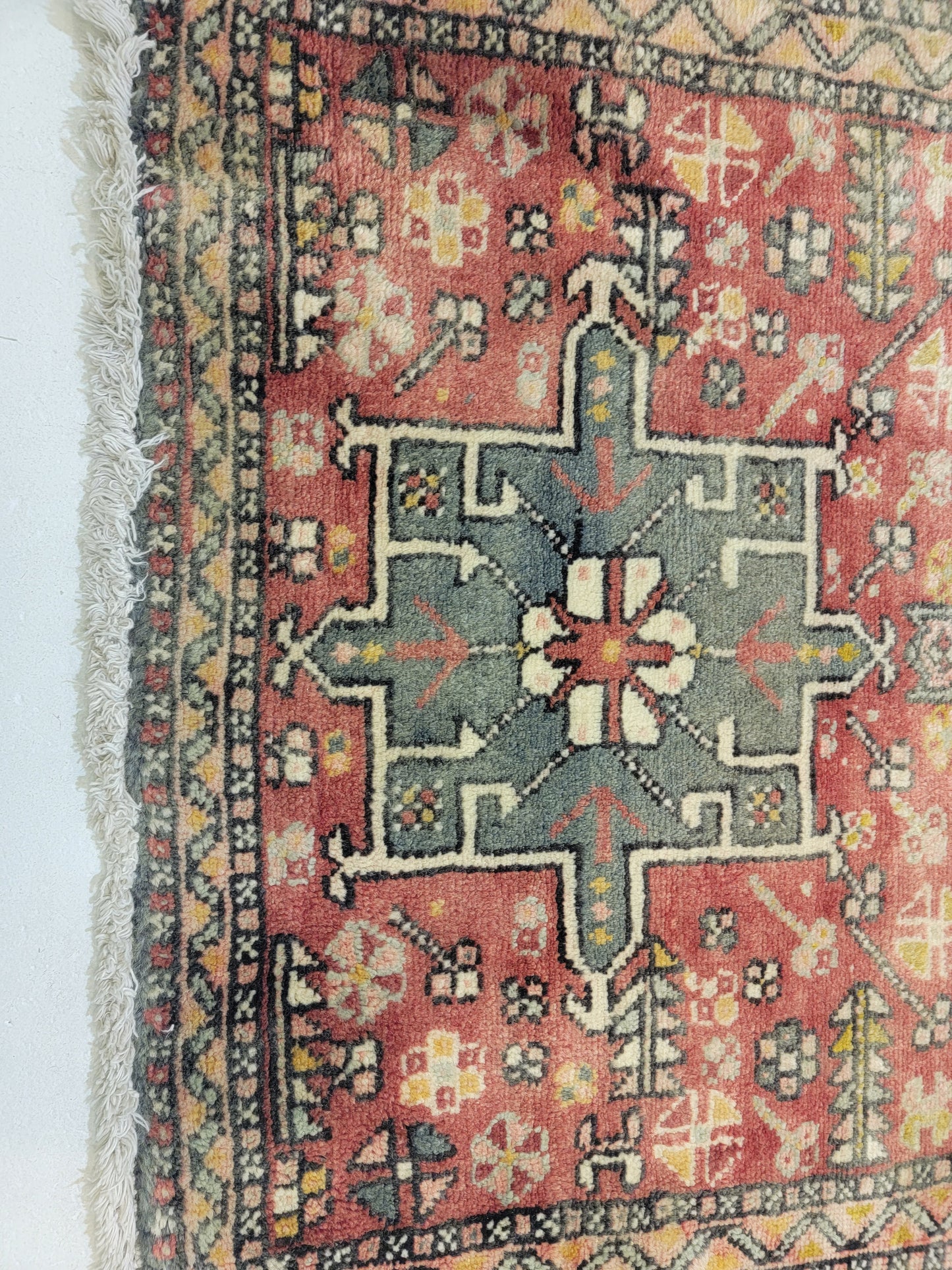 Antique Hand-Knotted Wool Runner Heriz Karajeh 2'6" x 13'
