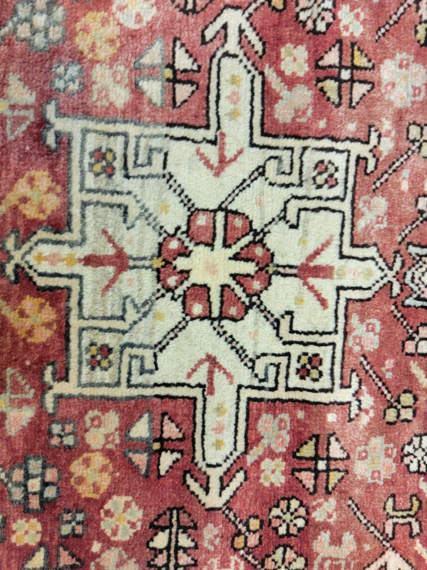 Antique Hand-Knotted Wool Runner Heriz Karajeh 2'6" x 13'