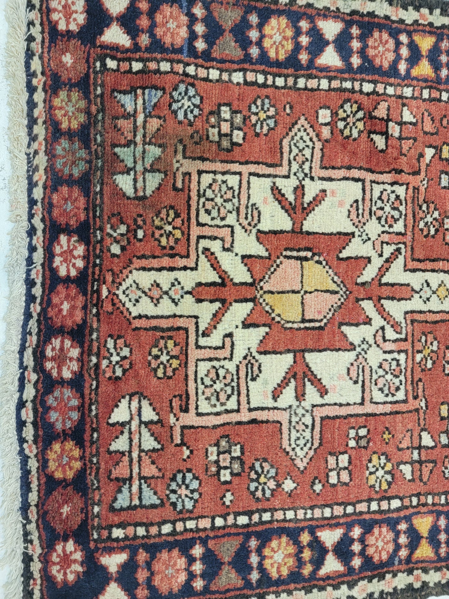 Antique Hand-Knotted Wool Runner Heriz Karajeh 2'9" x 12'1"