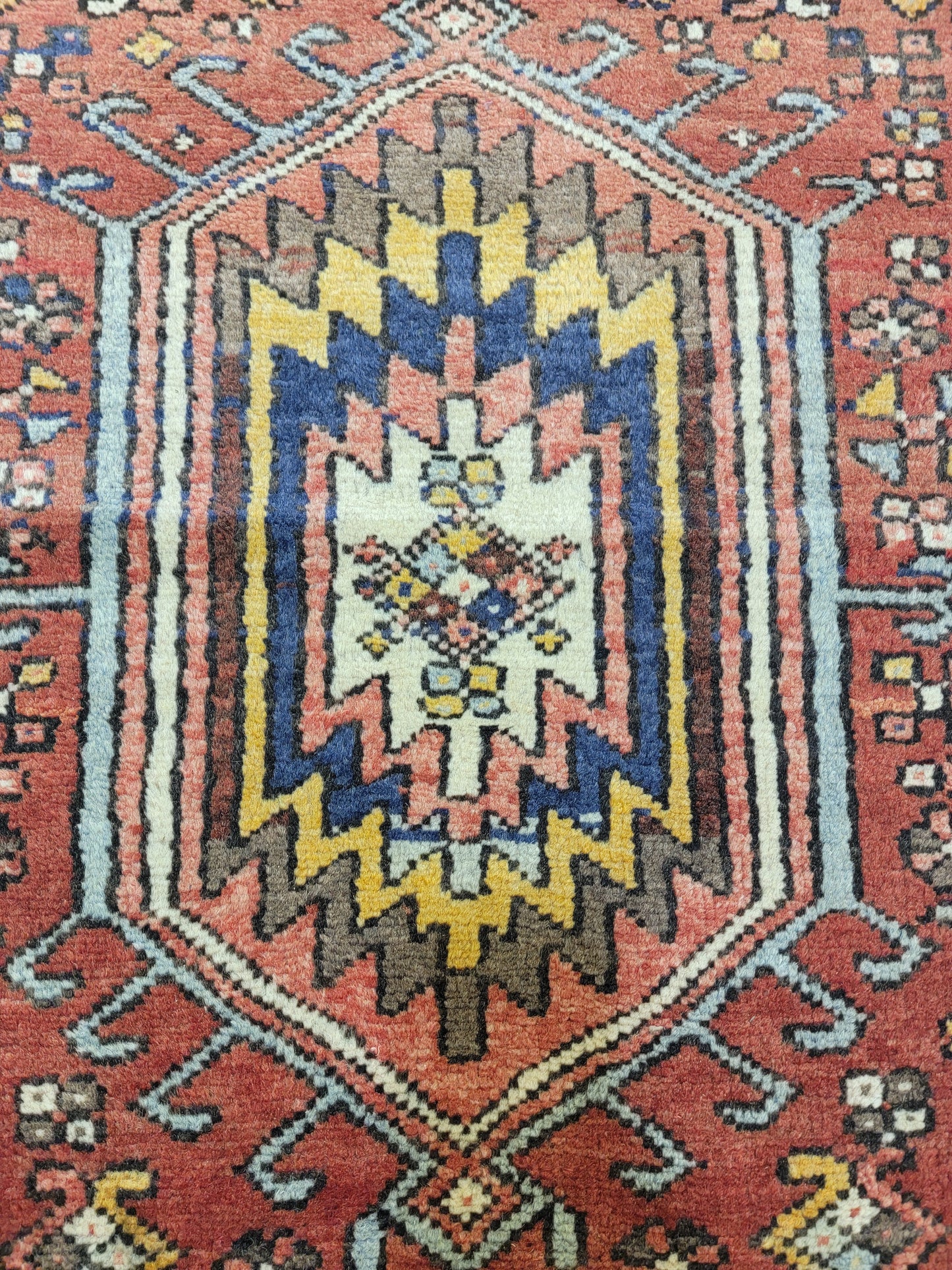 Antique Hand-Knotted Wool Runner Heriz Karajeh 2'9" x 12'1"