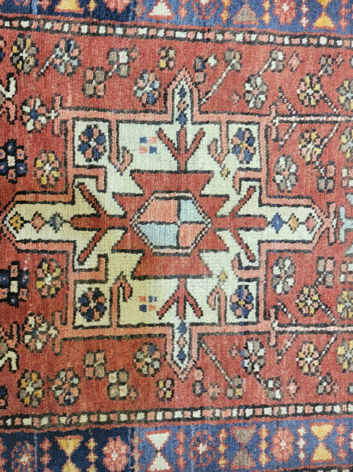 Antique Hand-Knotted Wool Runner Heriz Karajeh 2'9" x 12'1"