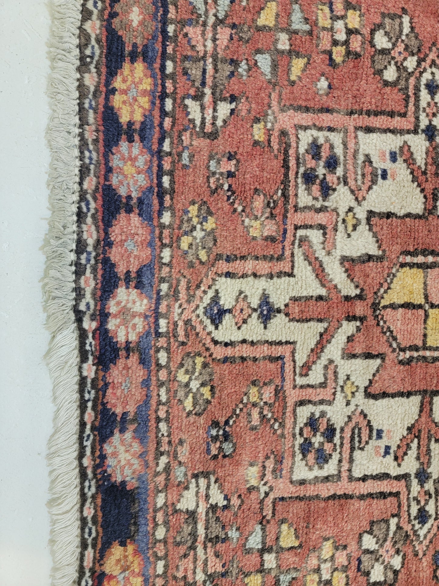 Antique Hand-Knotted Wool Runner Heriz Karajeh 2'9" x 12'1"