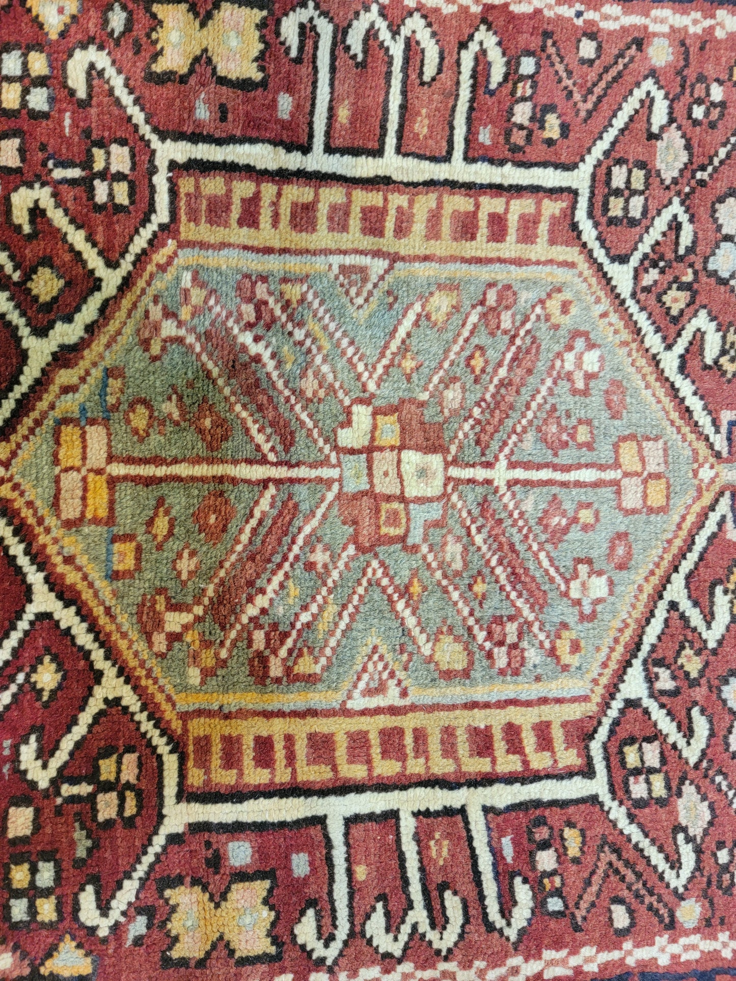 Hand-Knotted Wool Runner Antique Heriz Karajeh 2'3" x 12'6"