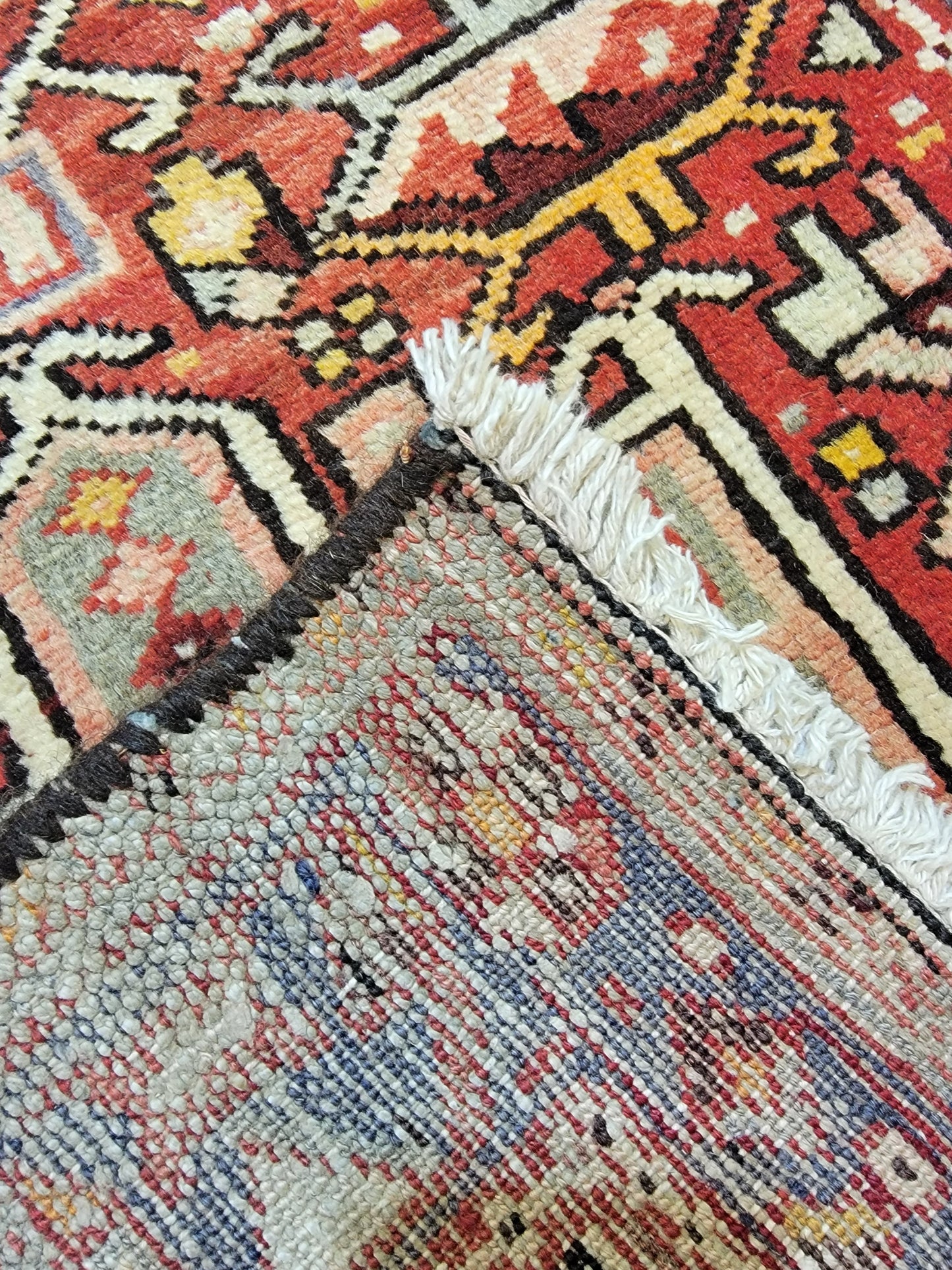 Hand-Knotted Wool Runner Antique Heriz Karajeh 2'3" x 12'6"