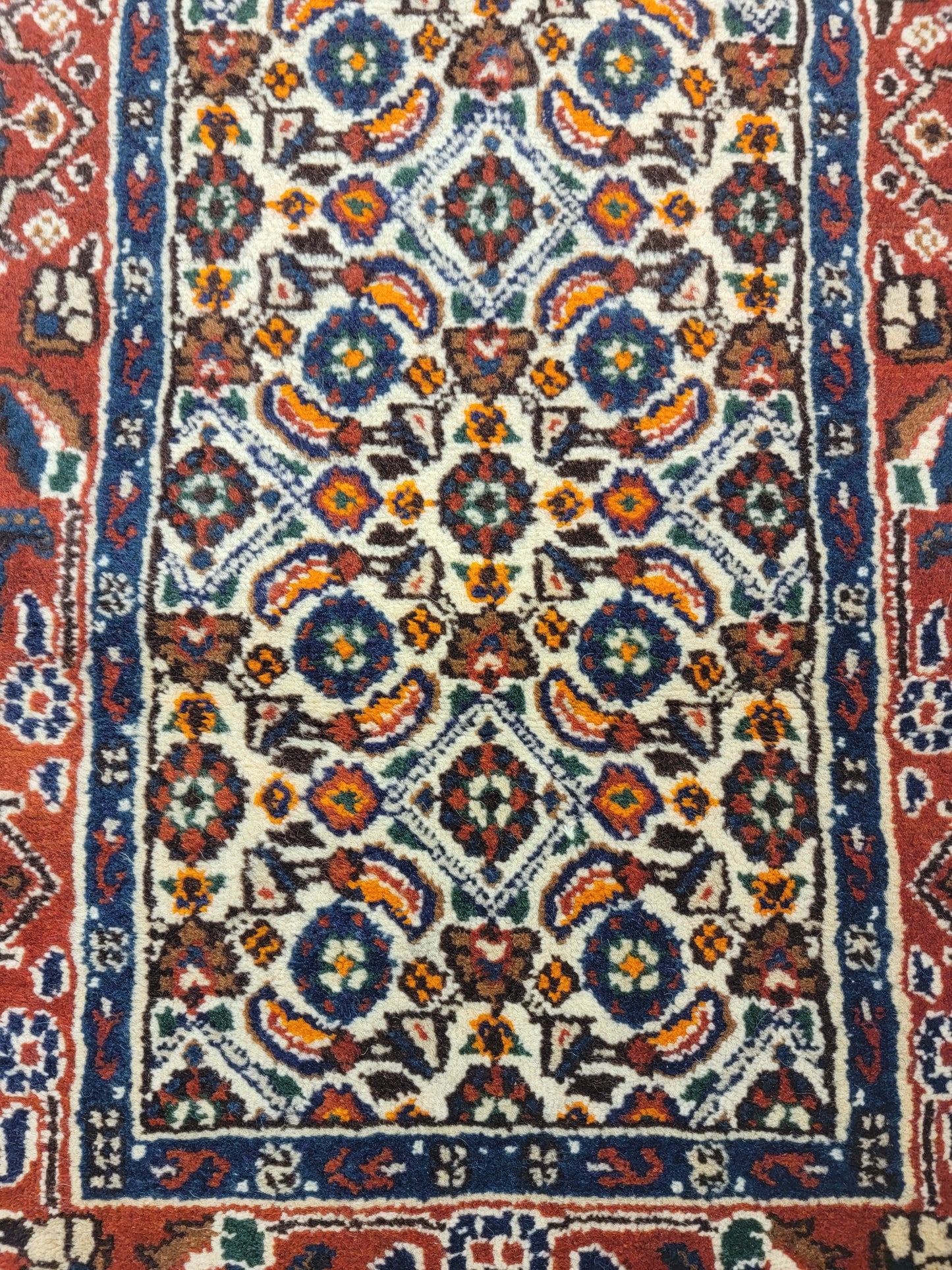 Antique Hand-Knotted Wool Runner Mood Mashad 2'6" x 13'4"