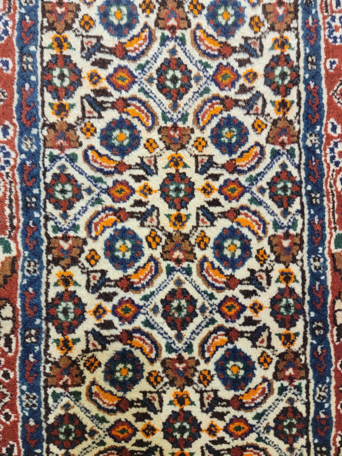 Antique Hand-Knotted Wool Runner Mood Mashad 2'6" x 13'4"