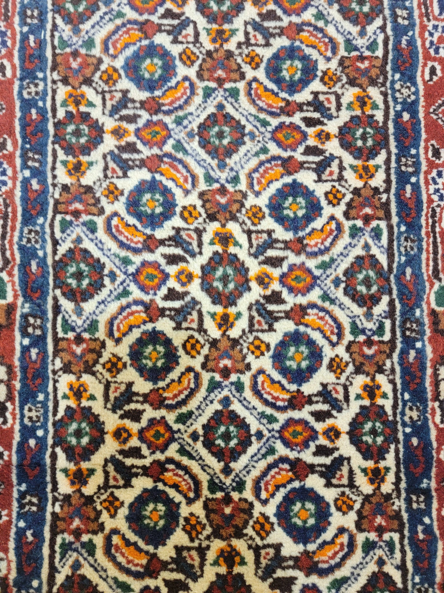 Antique Hand-Knotted Wool Runner Mood Mashad 2'6" x 13'4"