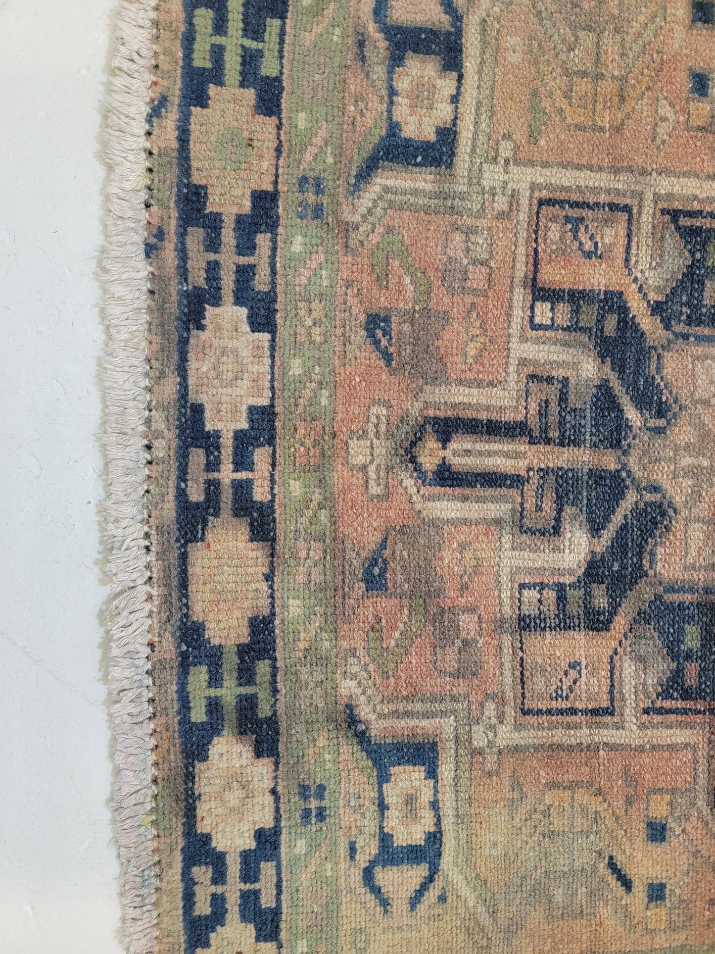 Antique Hand-Knotted Wool Runner Heriz Karajeh 3'3" x 12'10"