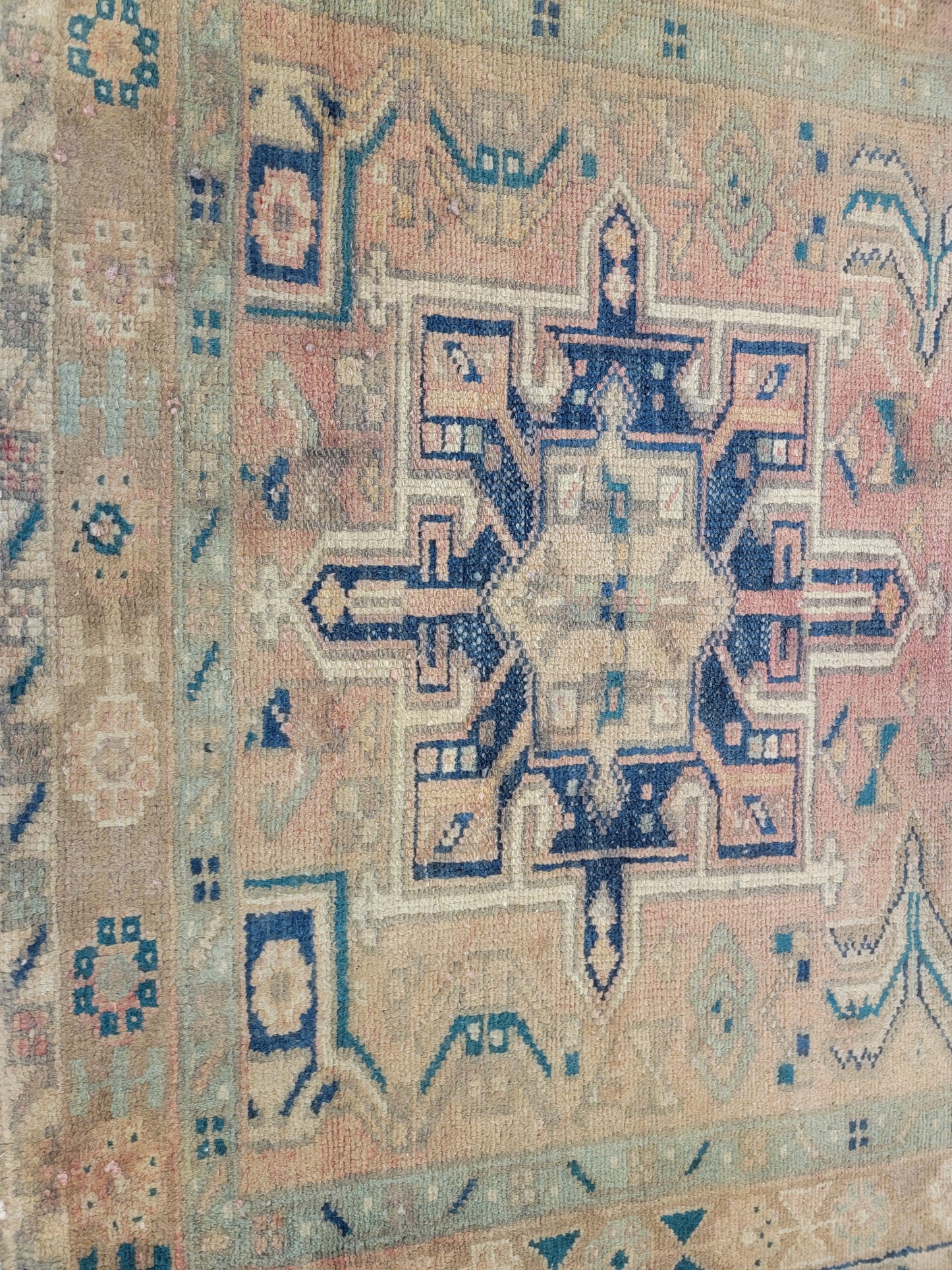 Antique Hand-Knotted Wool Runner Heriz Karajeh 3'3" x 12'10"