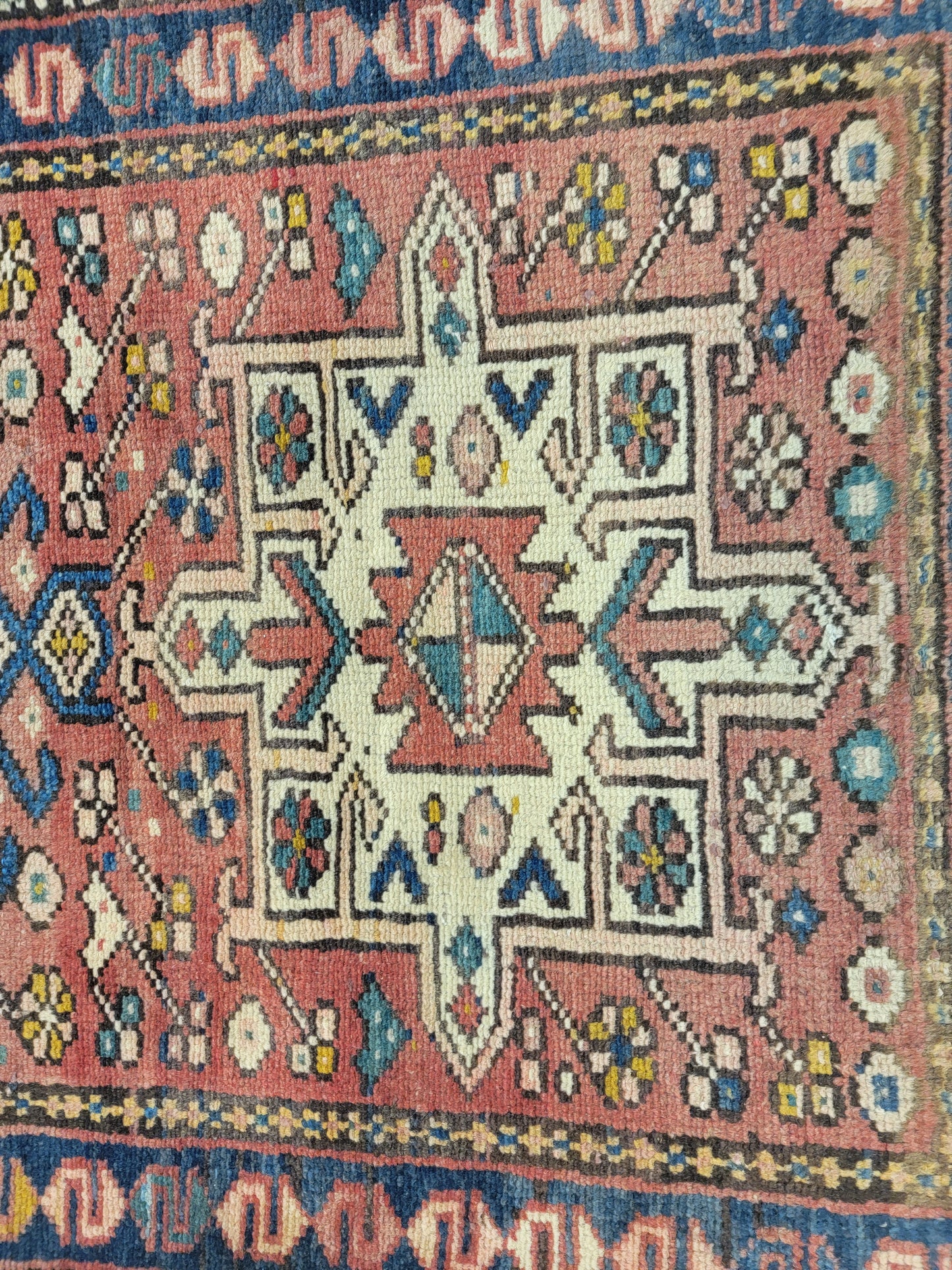 Hand-Knotted Wool Runner Antique Heriz Karajeh 2'5" x 12'1"