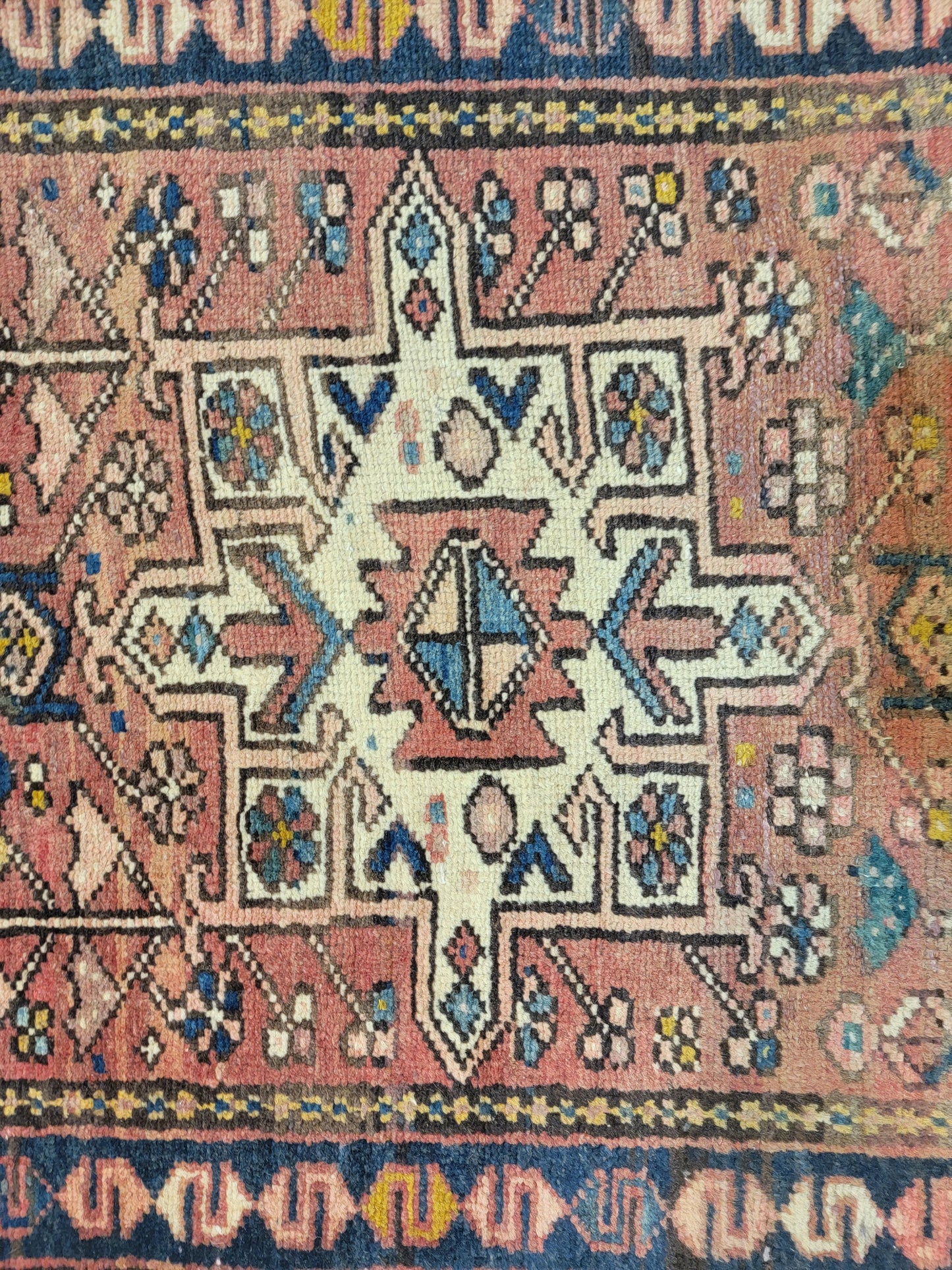 Hand-Knotted Wool Runner Antique Heriz Karajeh 2'5" x 12'1"
