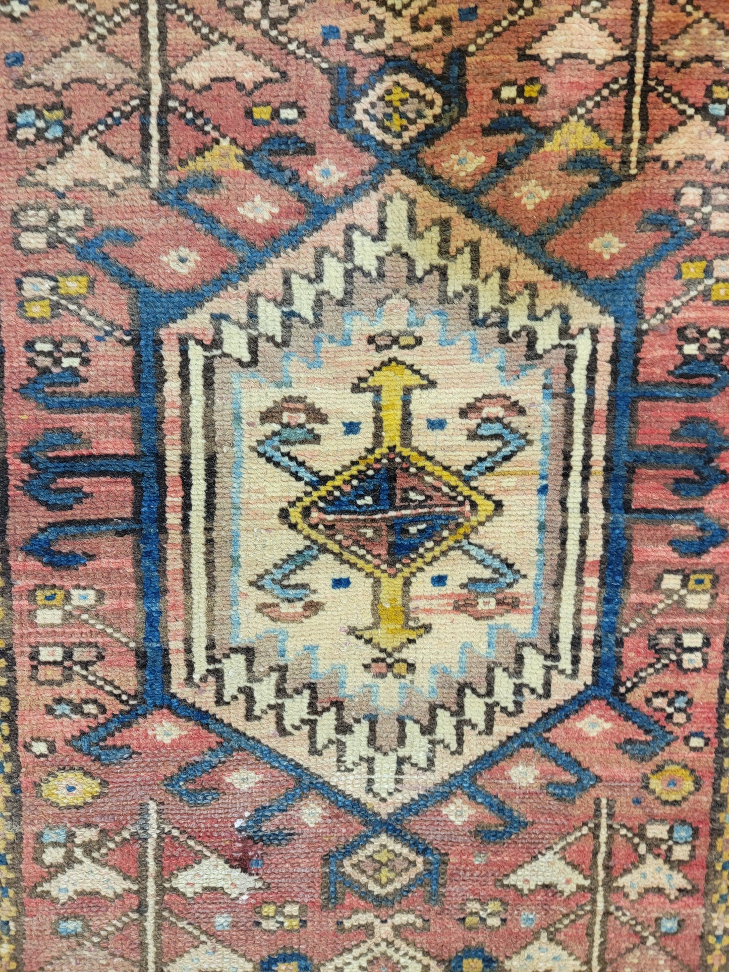 Hand-Knotted Wool Runner Antique Heriz Karajeh 2'5" x 12'1"