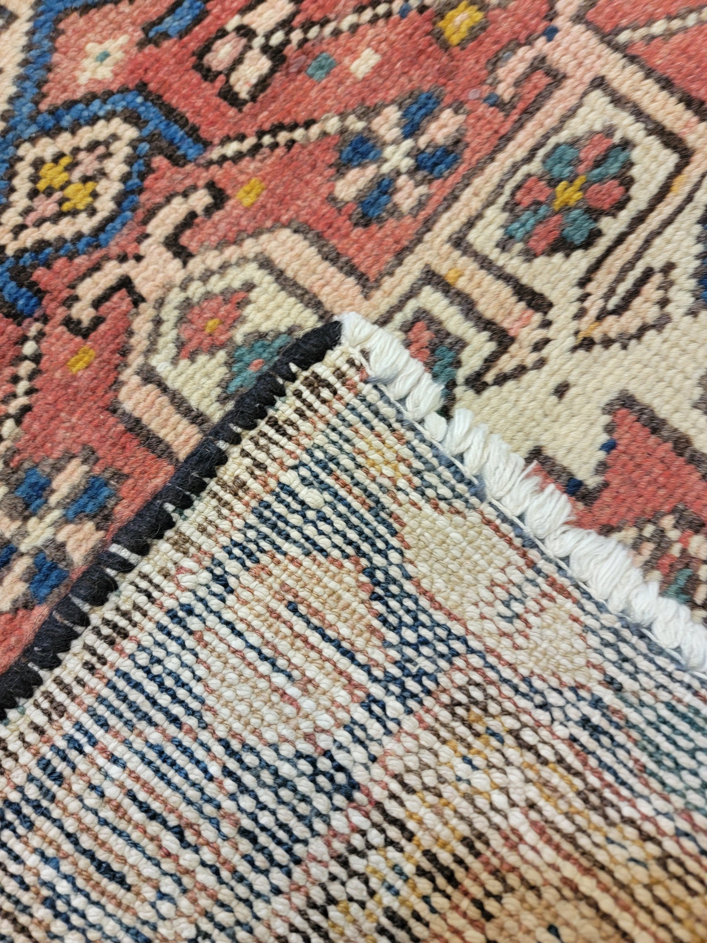 Hand-Knotted Wool Runner Antique Heriz Karajeh 2'5" x 12'1"