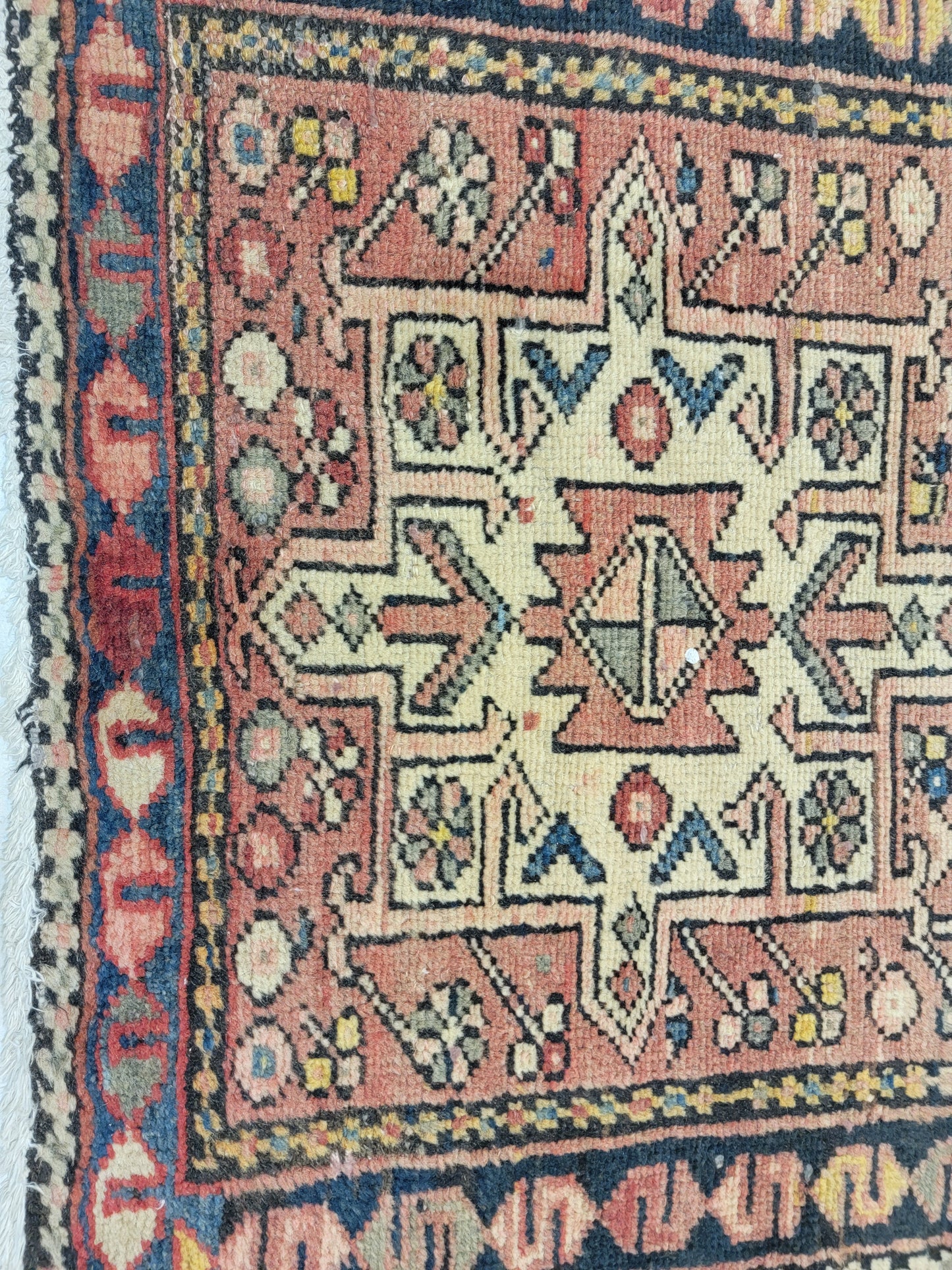 Hand-Knotted Wool Runner Antique Heriz Karajeh 2'5" x 12'1"