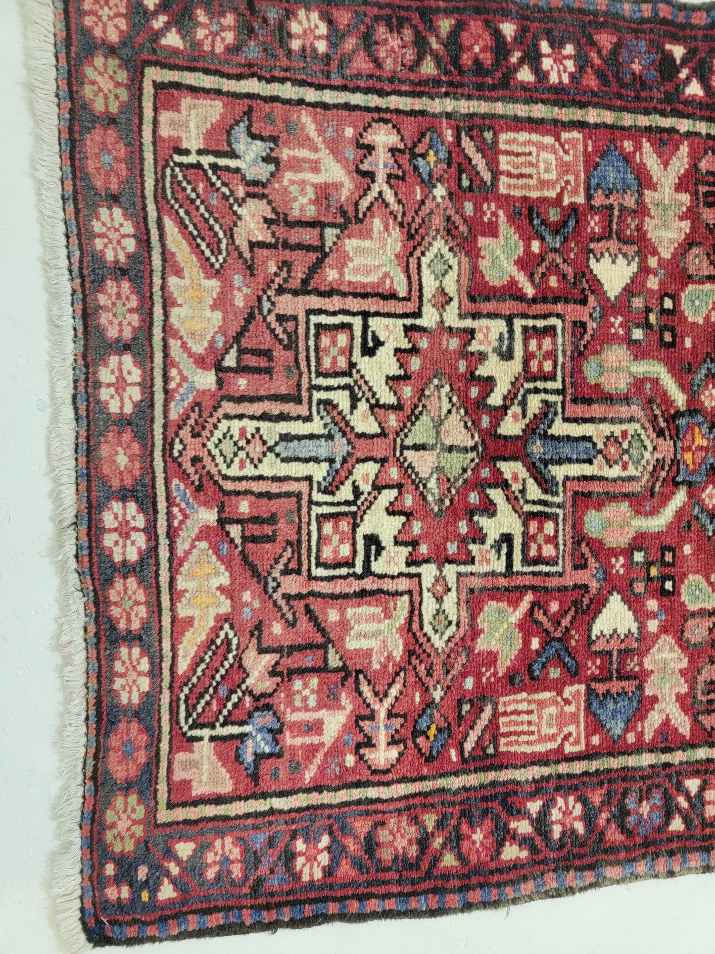 Antique Hand-Knotted Wool Runner Heriz Karajeh 2'8" x 13'11"