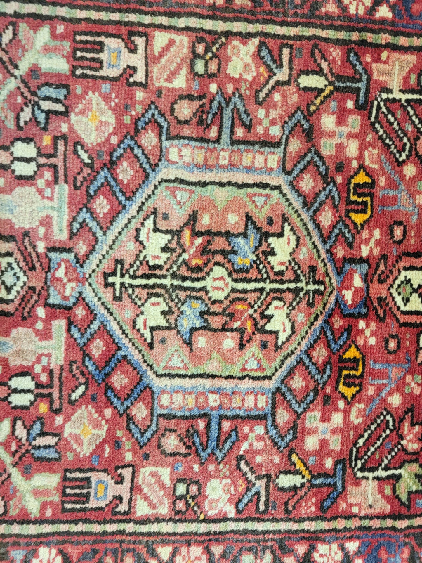 Antique Hand-Knotted Wool Runner Heriz Karajeh 2'8" x 13'11"