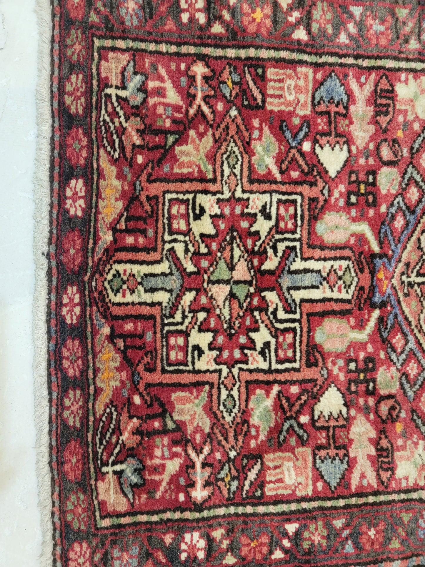 Antique Hand-Knotted Wool Runner Heriz Karajeh 2'8" x 13'11"