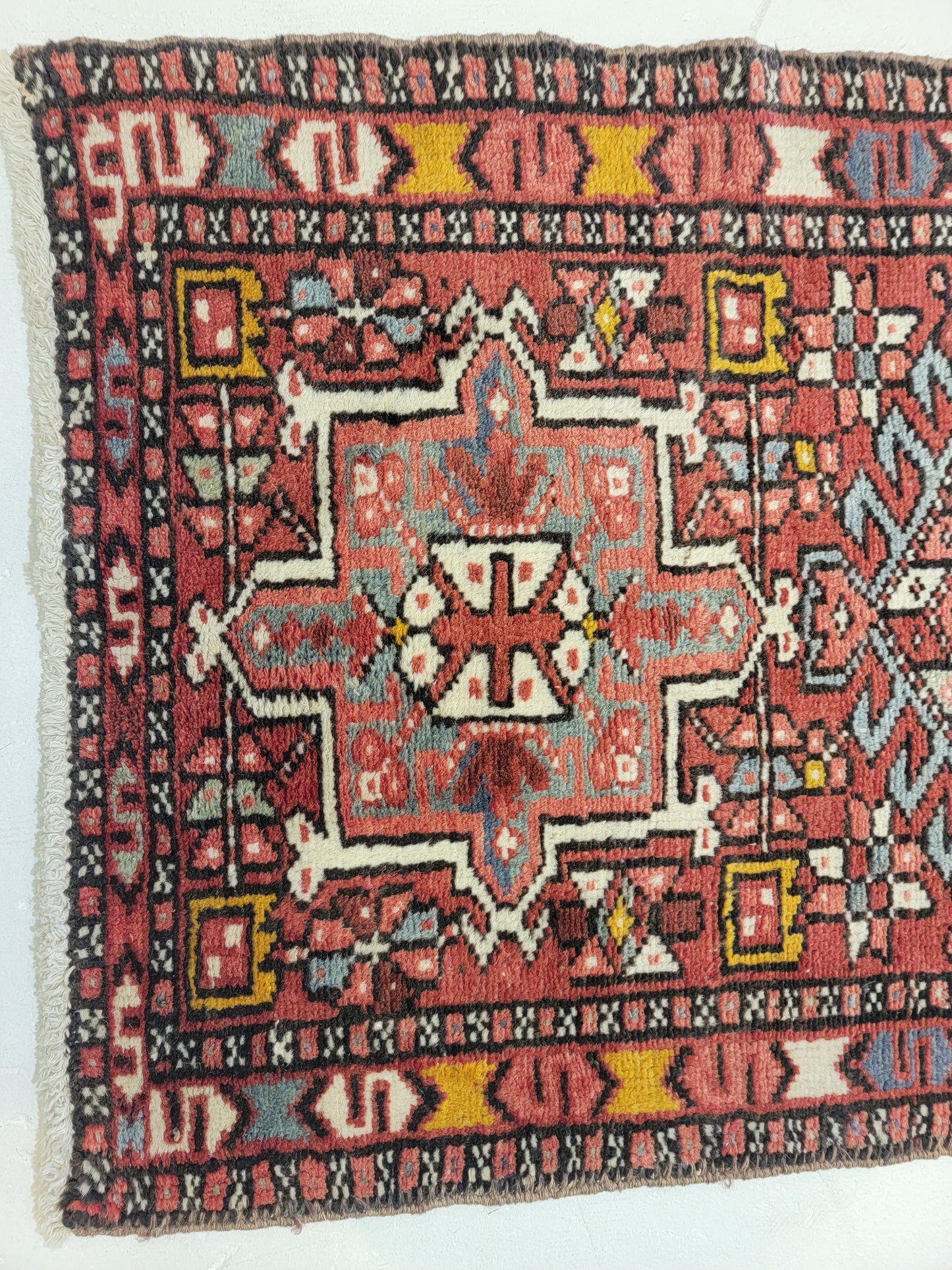 Hand-Knotted Wool Runner Antique Heriz Karajeh 2' x 12'9"