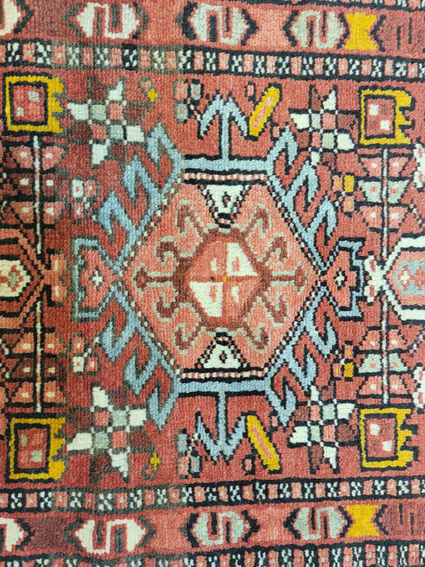 Hand-Knotted Wool Runner Antique Heriz Karajeh 2' x 12'9"