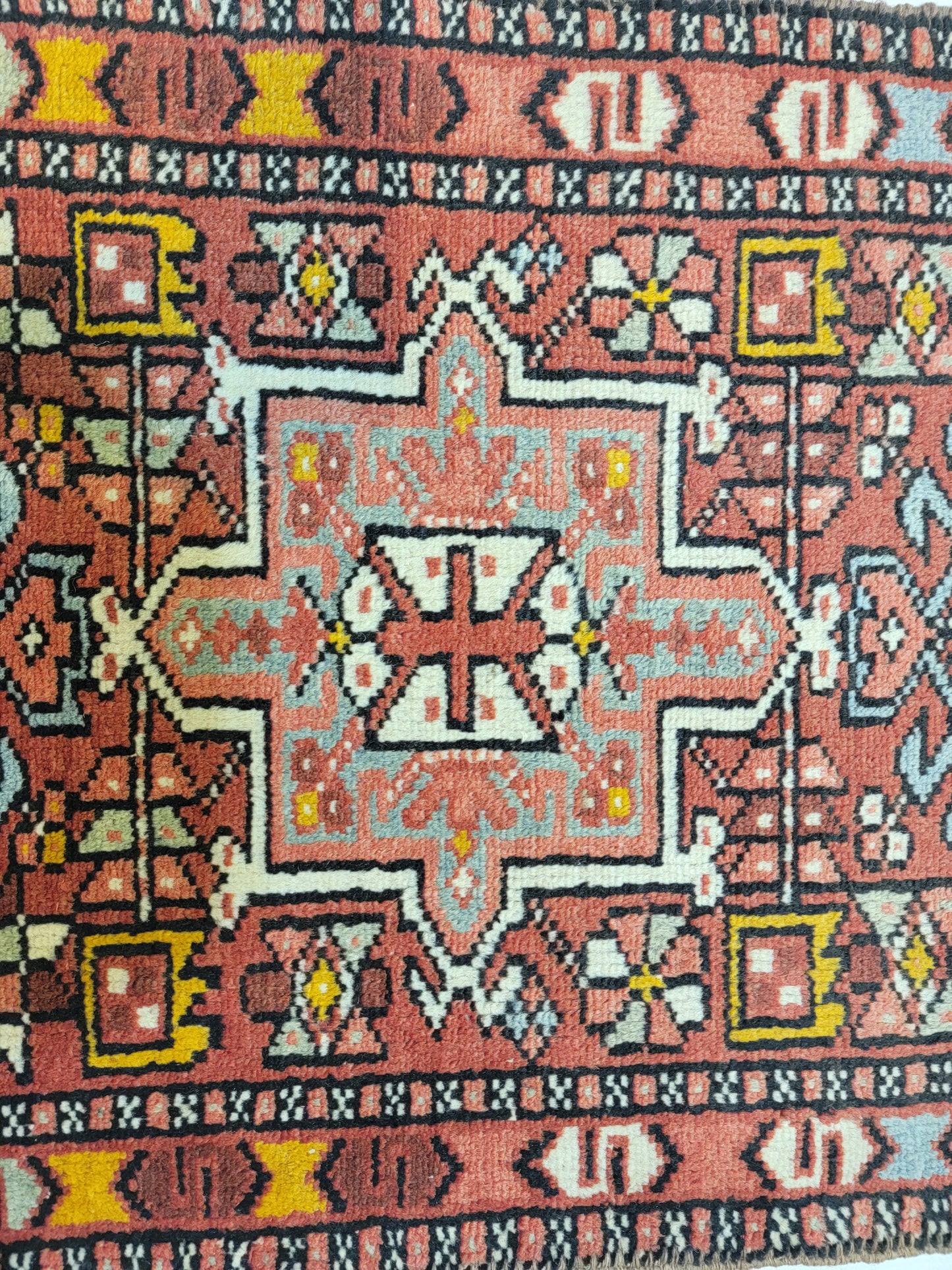 Hand-Knotted Wool Runner Antique Heriz Karajeh 2' x 12'9"