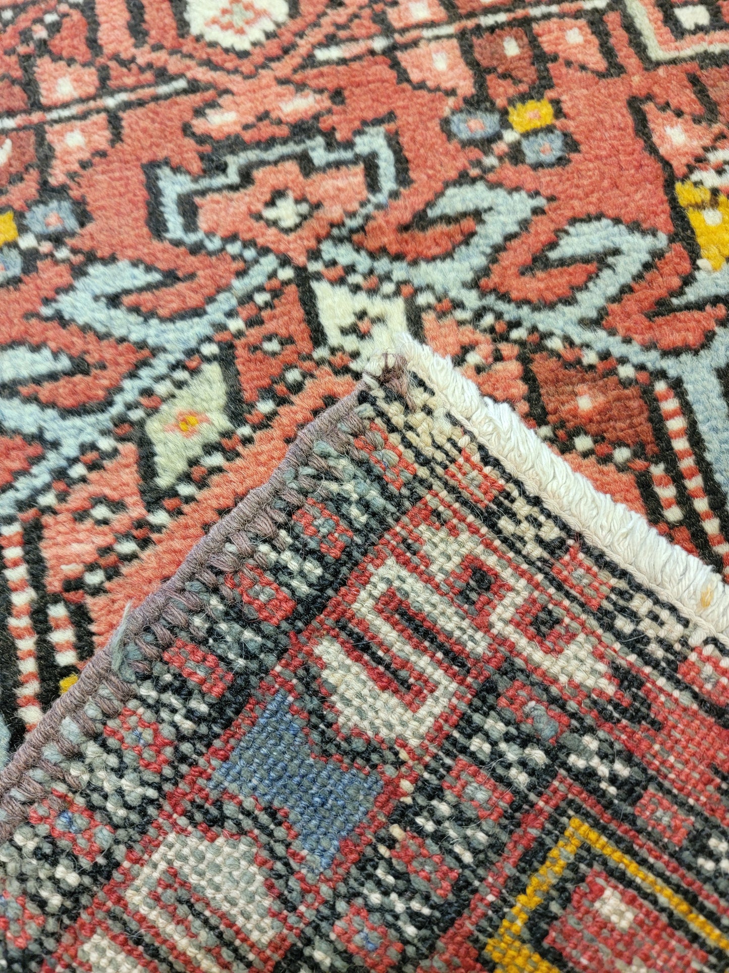 Hand-Knotted Wool Runner Antique Heriz Karajeh 2' x 12'9"