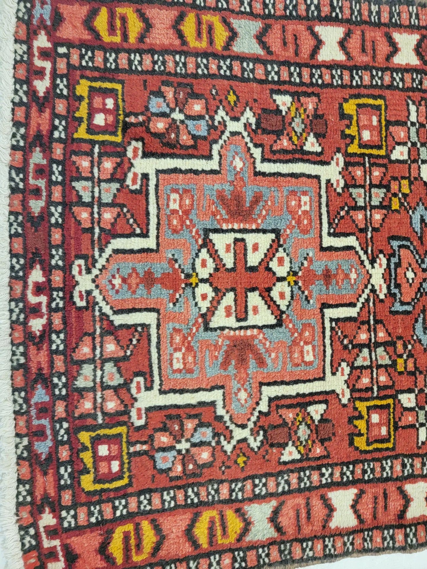Hand-Knotted Wool Runner Antique Heriz Karajeh 2' x 12'9"