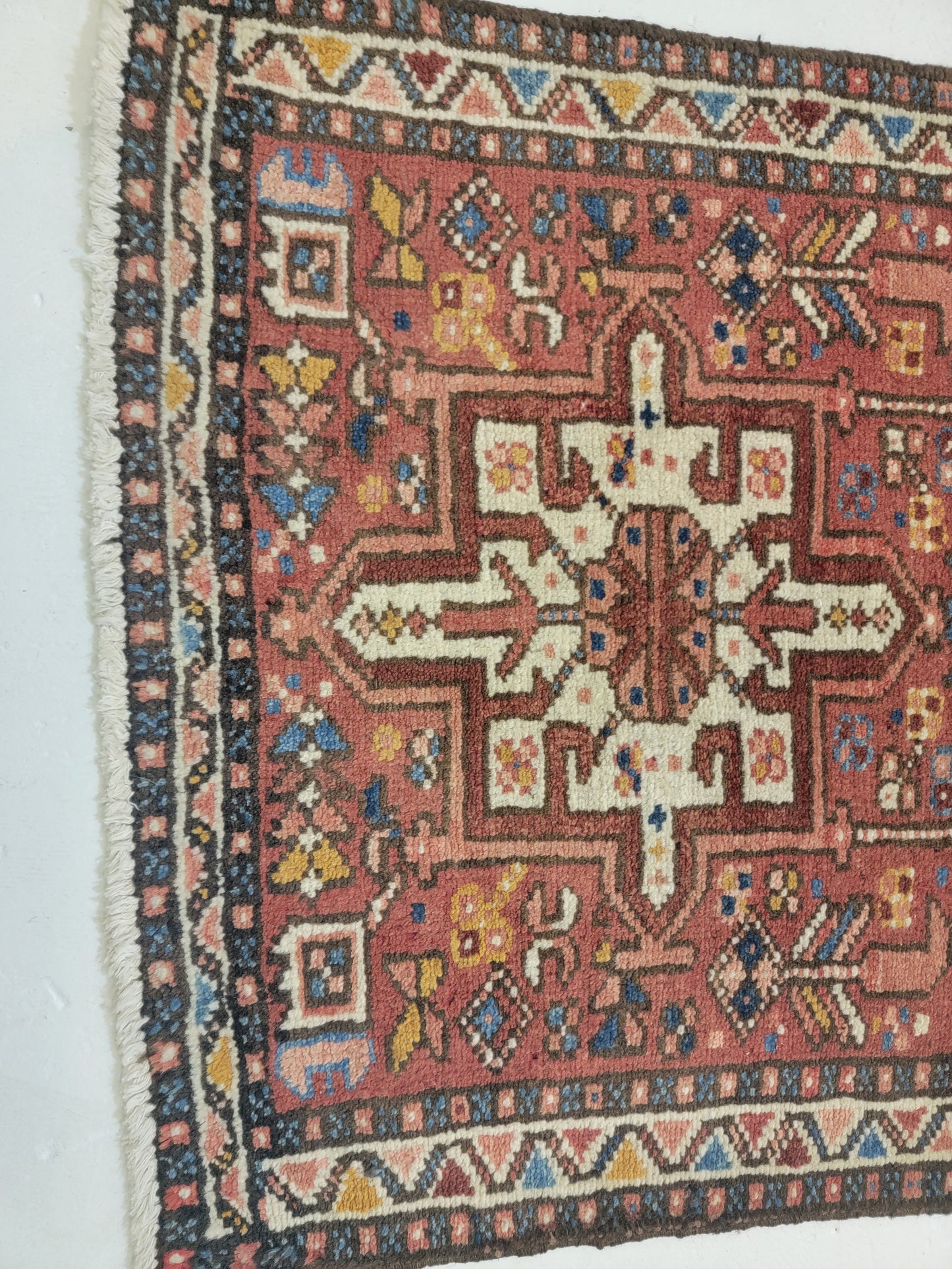 Antique Hand-Knotted Wool Runner Heriz Karajeh 2'2" x 13'9"