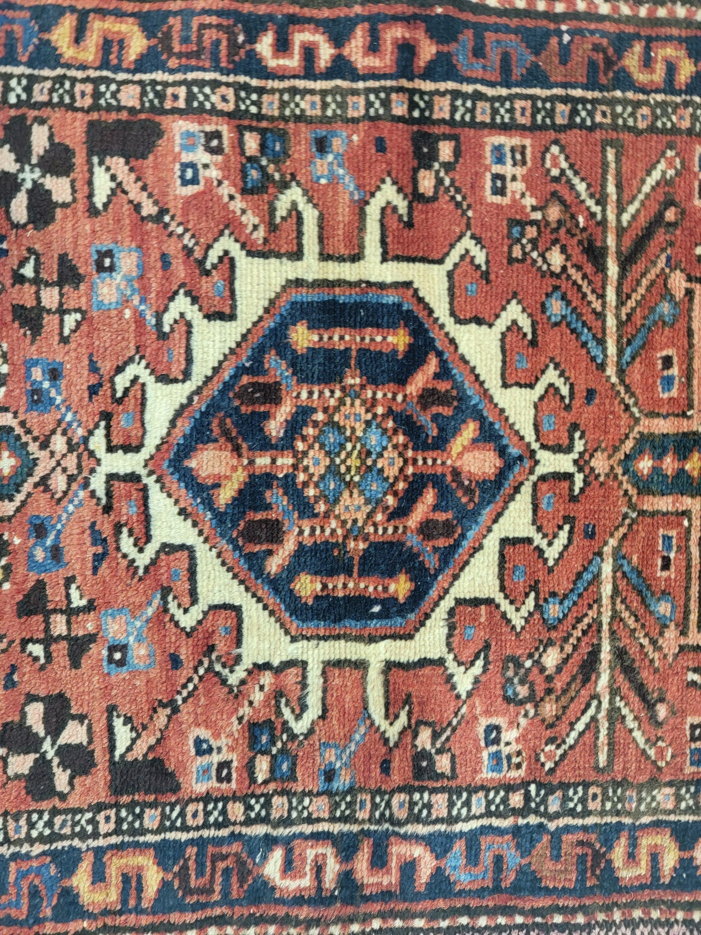 Antique Hand-Knotted Wool Runner Heriz Karajeh 2' x 12'4"