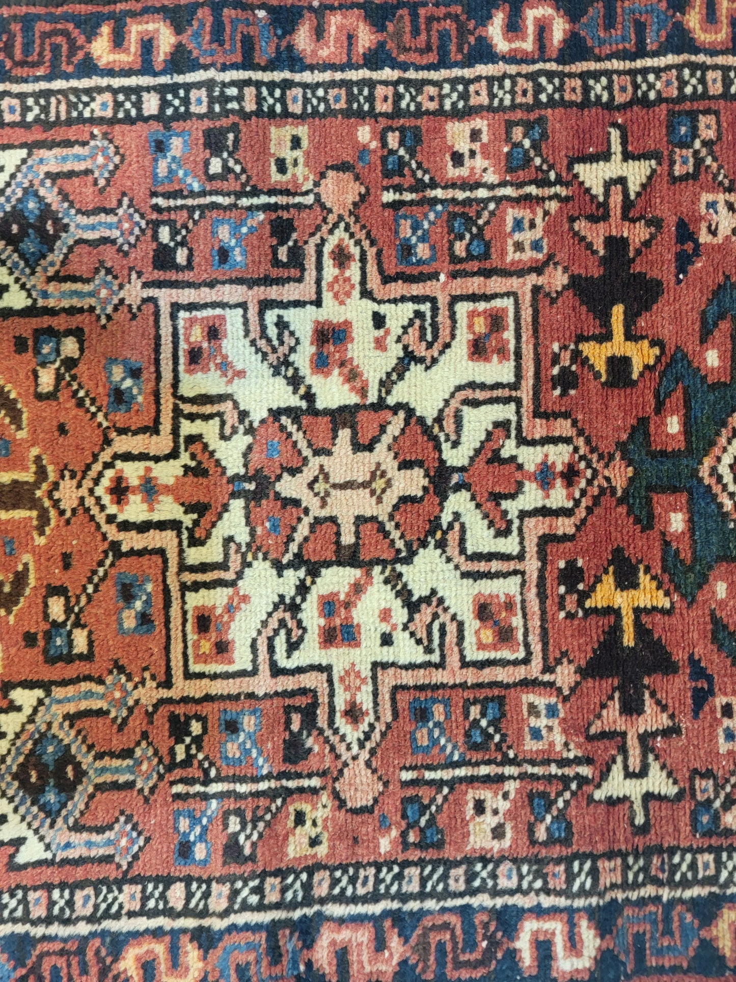 Antique Hand-Knotted Wool Runner Heriz Karajeh 2' x 12'4"