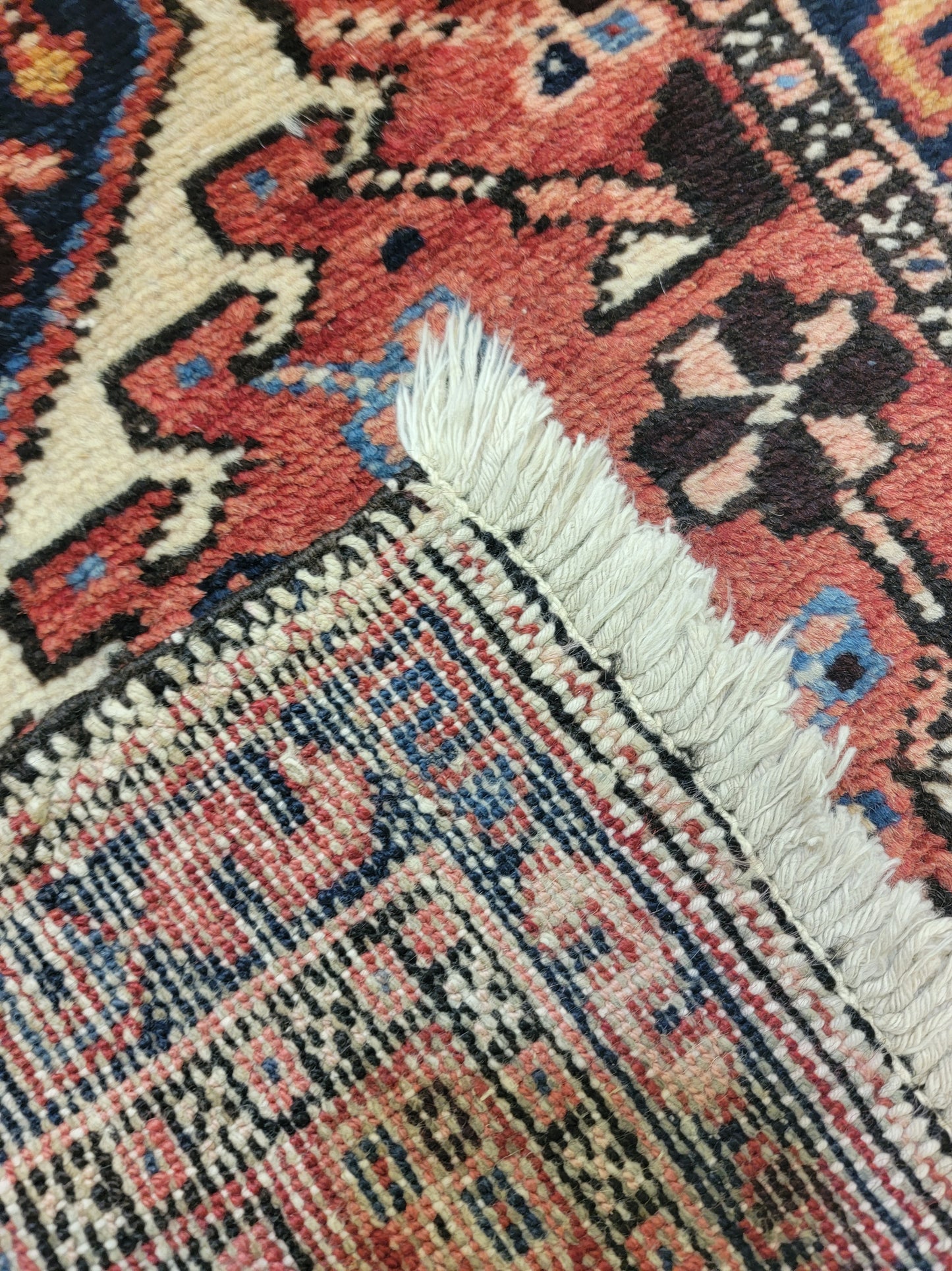 Antique Hand-Knotted Wool Runner Heriz Karajeh 2' x 12'4"