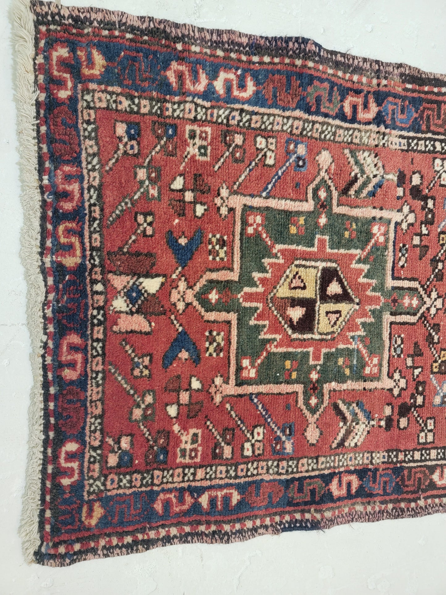 Antique Hand-Knotted Wool Runner Heriz Karajeh 2' x 12'4"