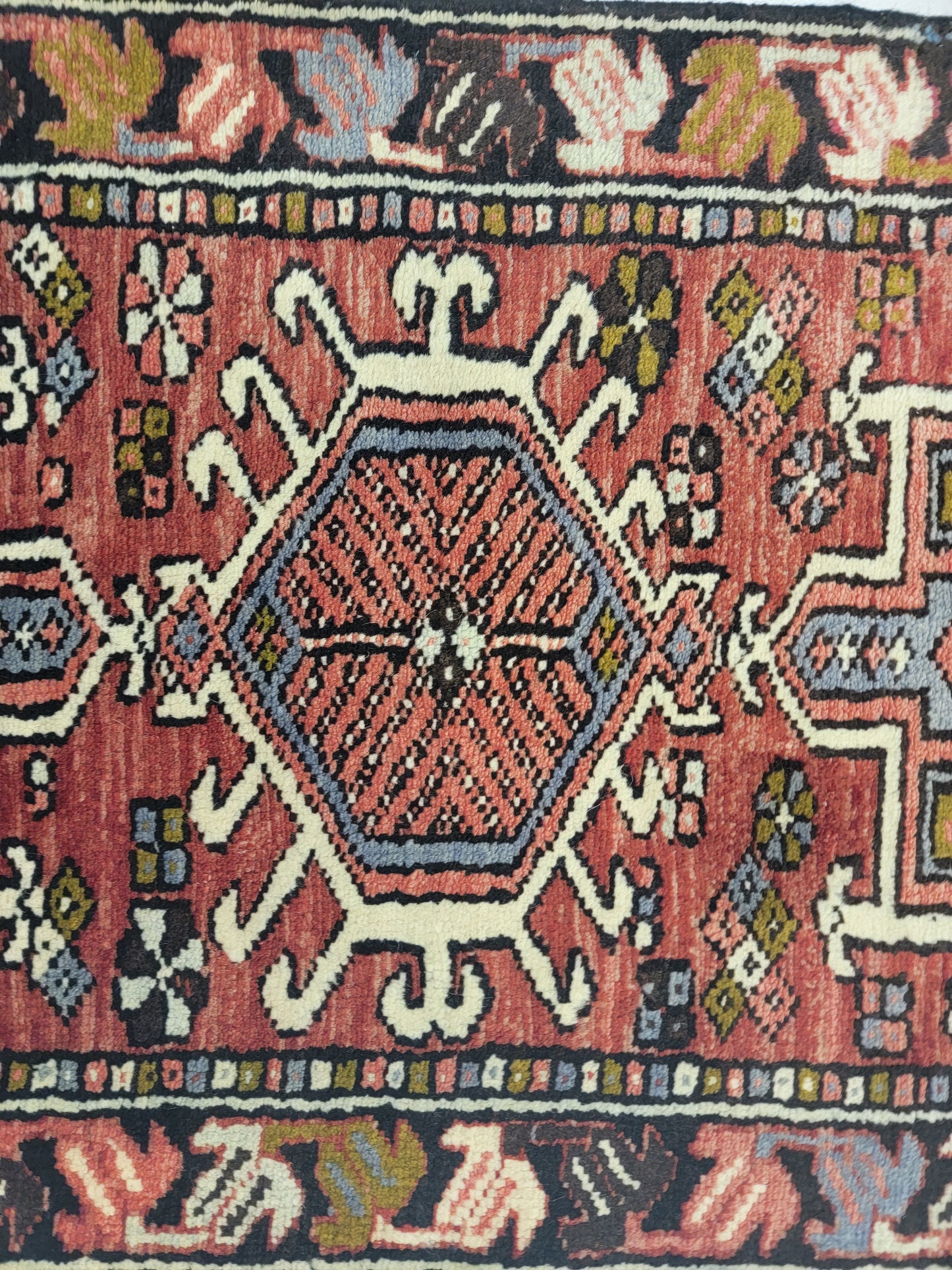 Antique Hand-Knotted Wool Runner Heriz Karajeh 2'2" x 12'1"