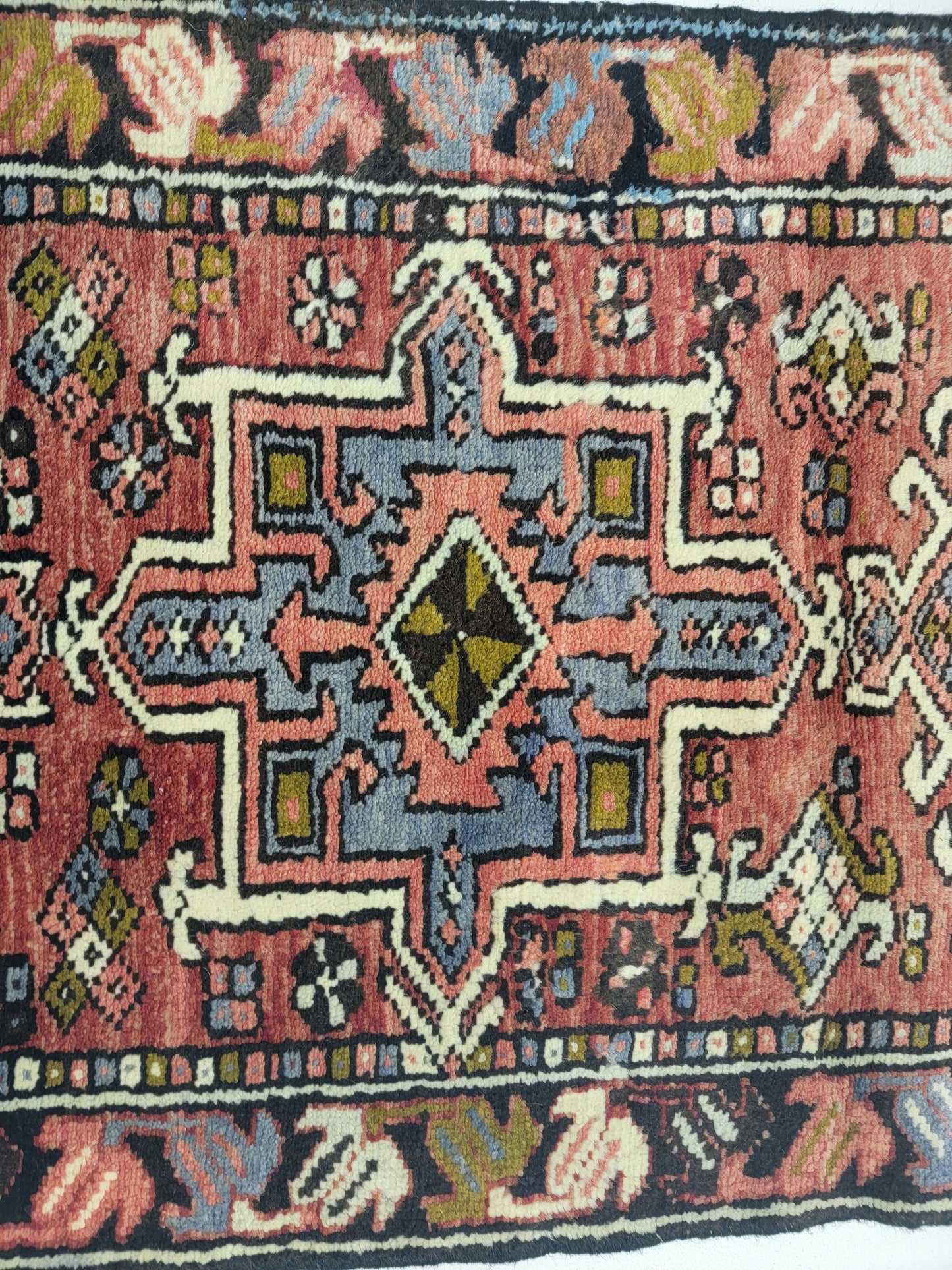 Antique Hand-Knotted Wool Runner Heriz Karajeh 2'2" x 12'1"