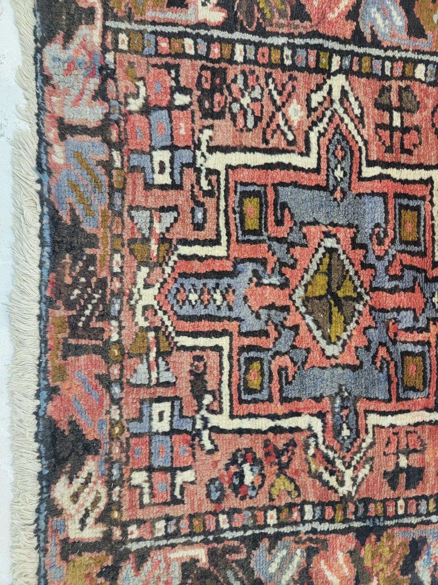 Antique Hand-Knotted Wool Runner Heriz Karajeh 2'2" x 12'1"