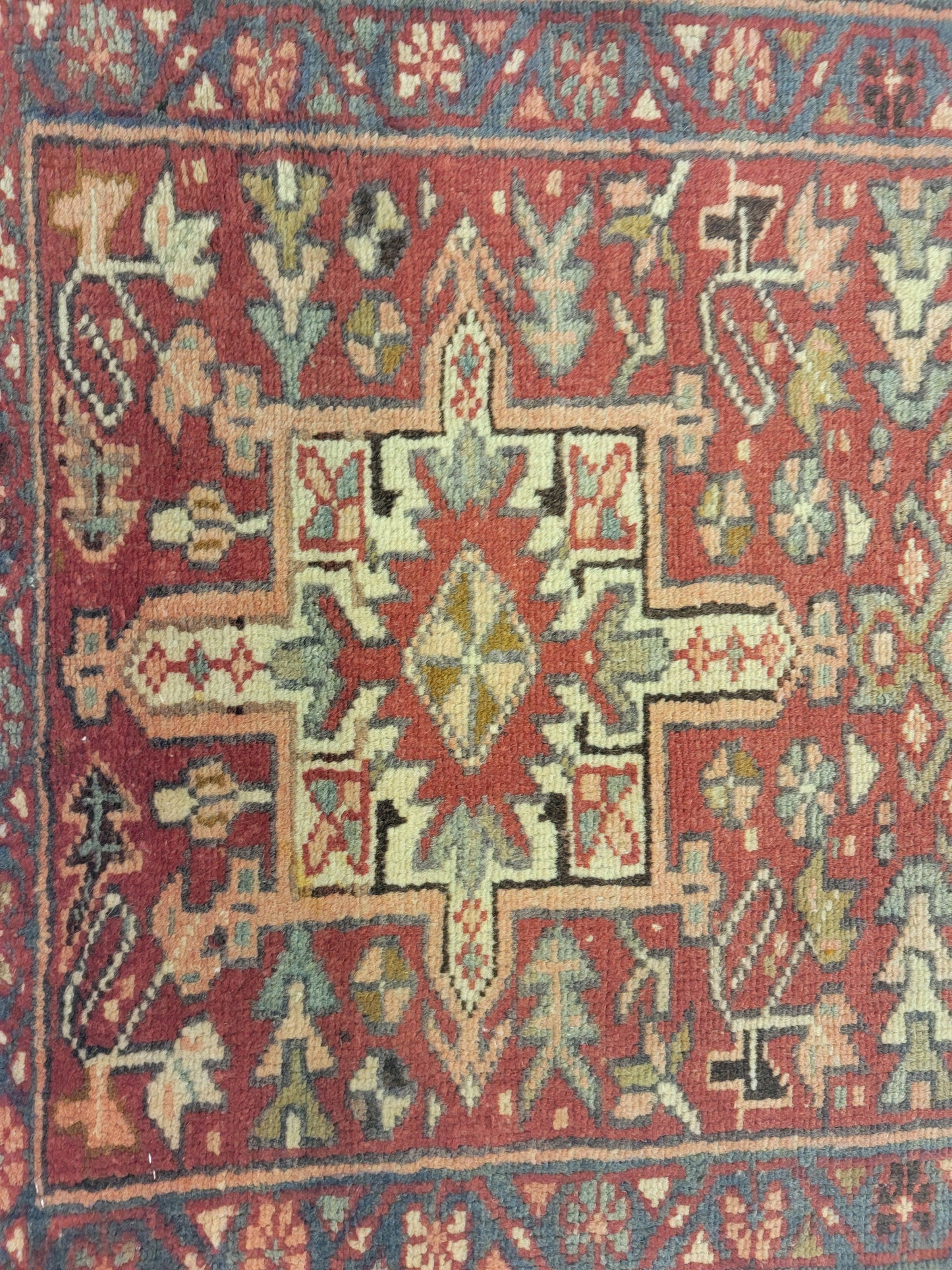 Antique Hand-Knotted Wool Runner Heriz Karajeh 2'2" x 12'7"