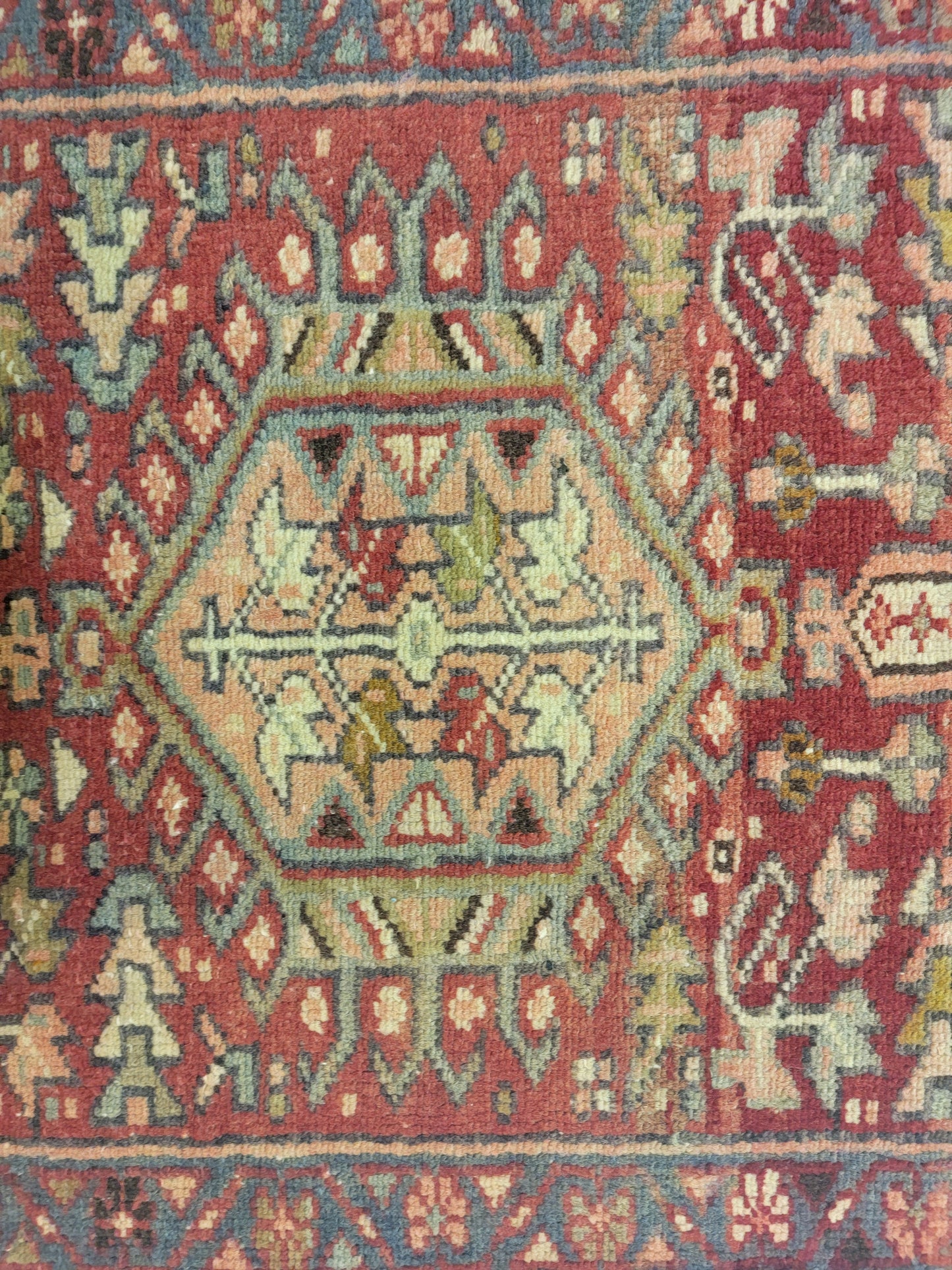 Antique Hand-Knotted Wool Runner Heriz Karajeh 2'2" x 12'7"