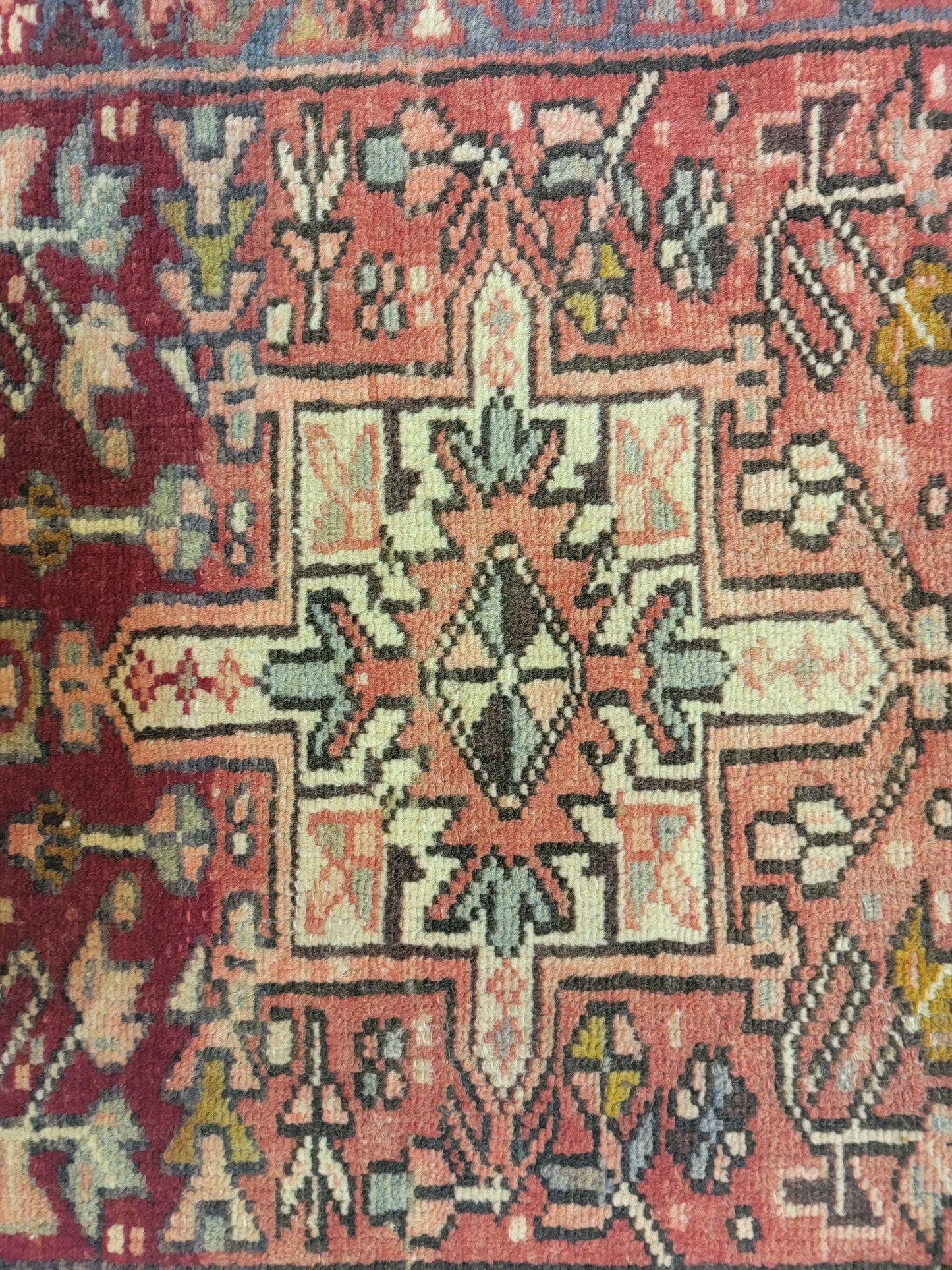 Antique Hand-Knotted Wool Runner Heriz Karajeh 2'2" x 12'7"