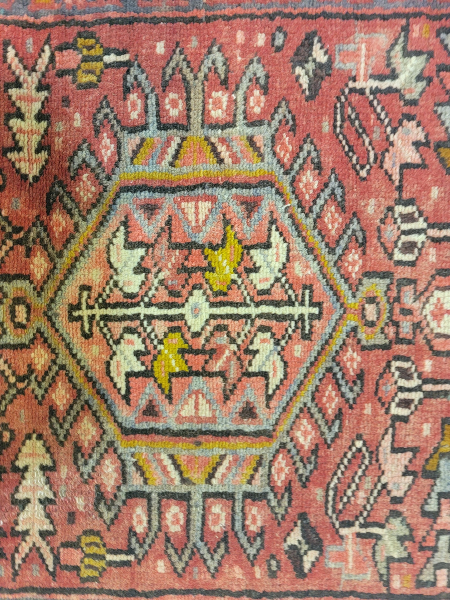 Antique Hand-Knotted Wool Runner Heriz Karajeh 2'2" x 12'7"