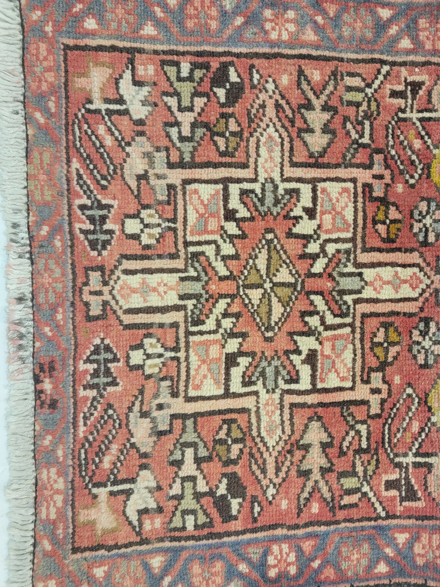 Antique Hand-Knotted Wool Runner Heriz Karajeh 2'2" x 12'7"