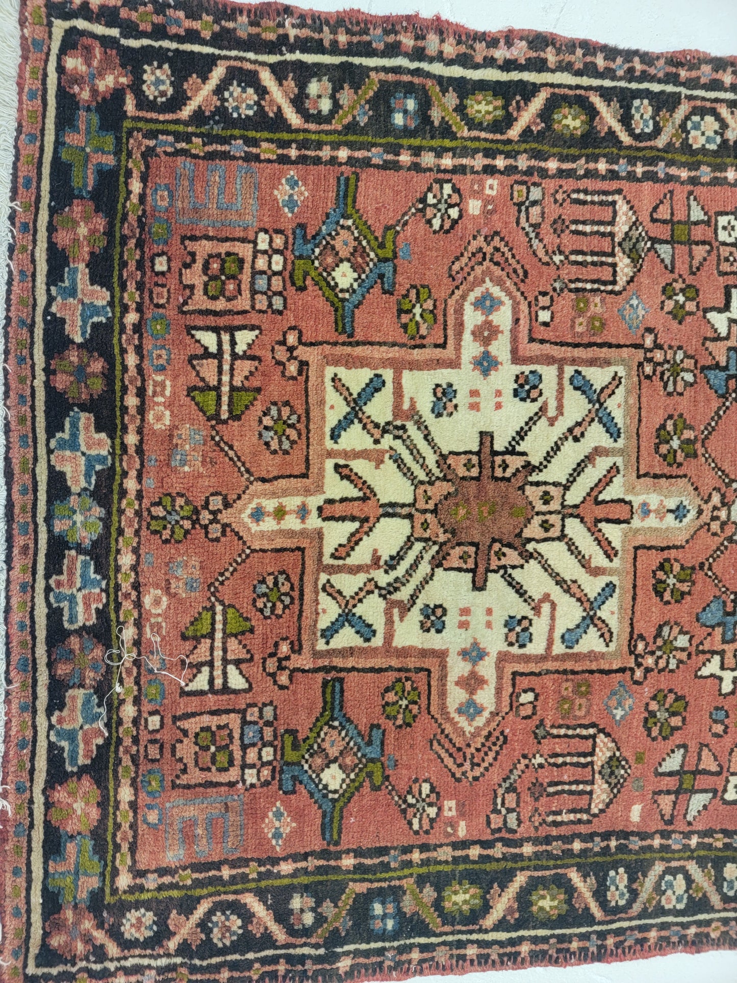 Antique Hand-Knotted Wool Runner Heriz Karajeh 2'8" x 12'8"