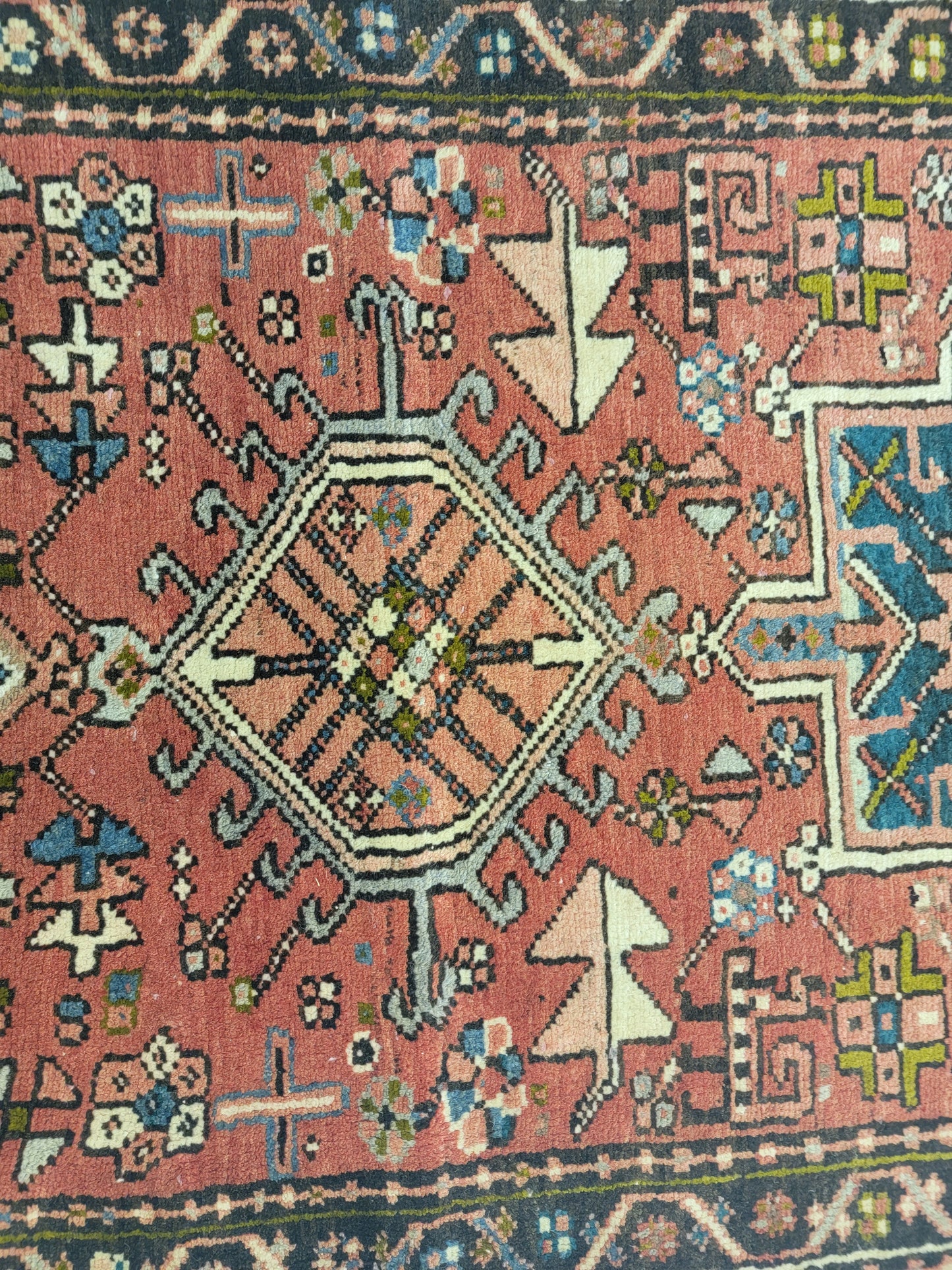 Antique Hand-Knotted Wool Runner Heriz Karajeh 2'8" x 12'8"
