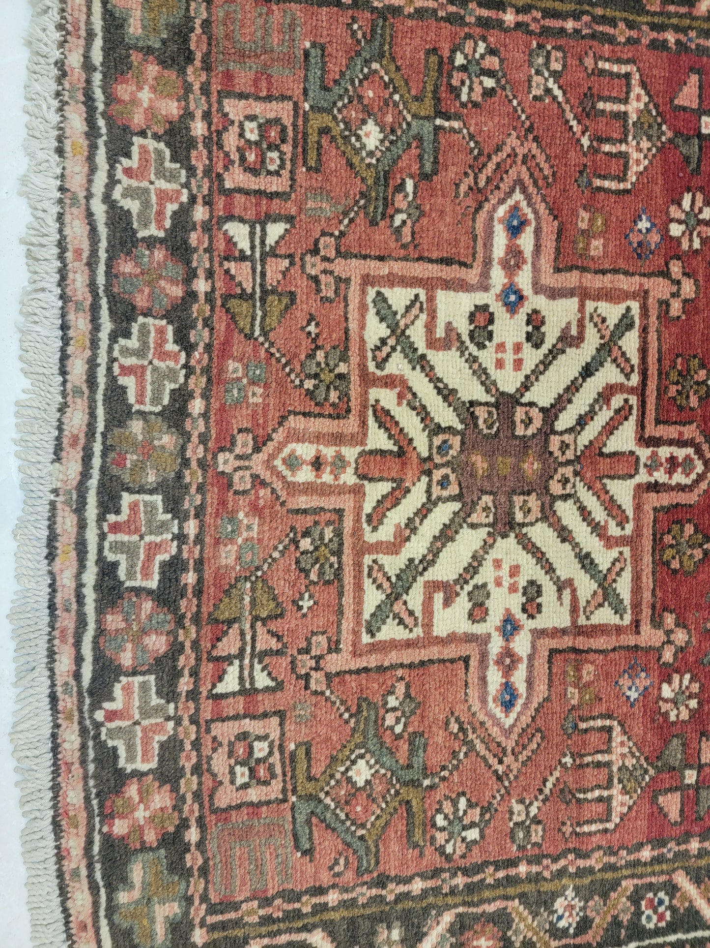 Antique Hand-Knotted Wool Runner Heriz Karajeh 2'8" x 12'8"
