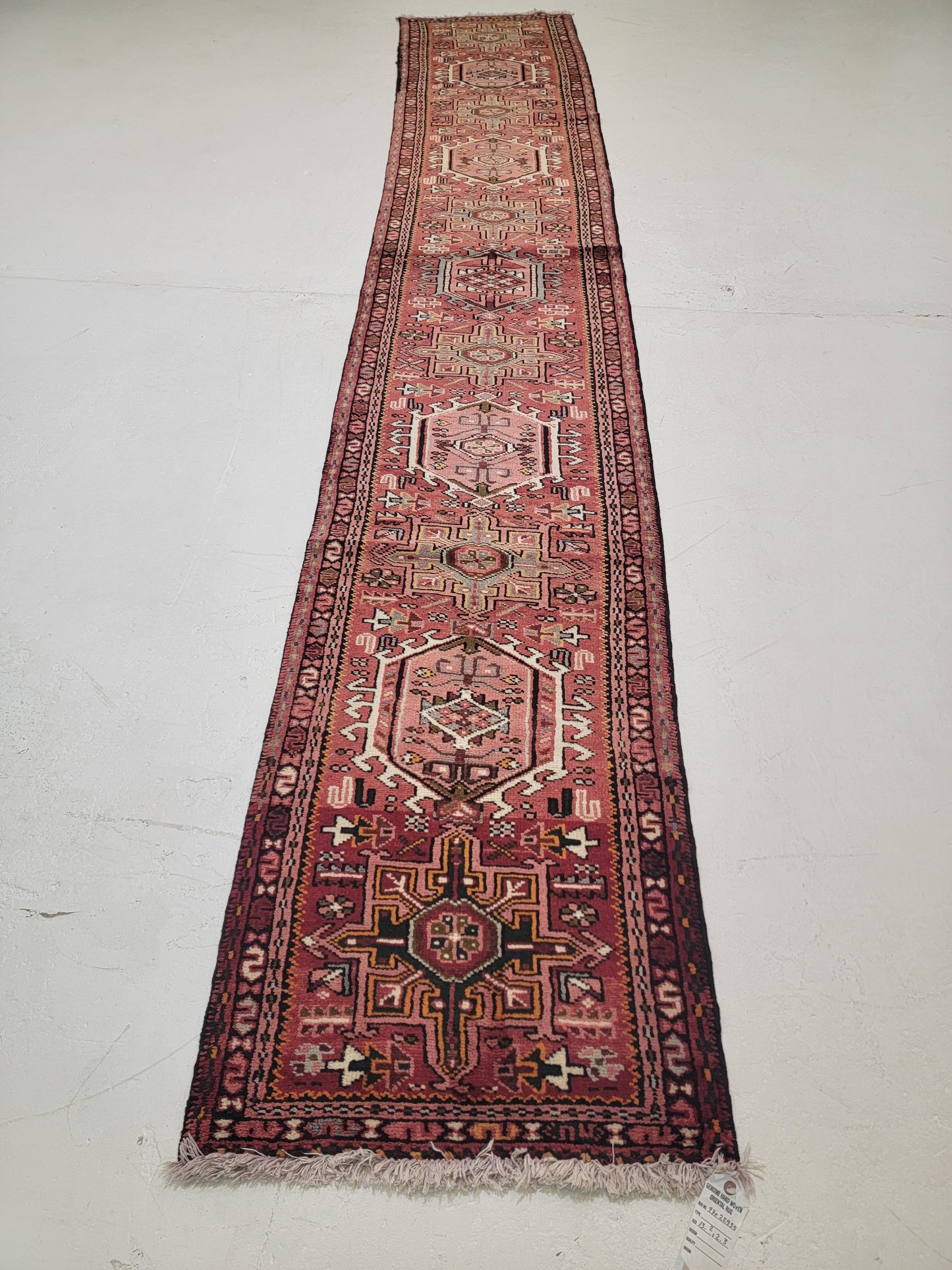 Antique Hand-Knotted Wool Runner Heriz Karajeh 2'3" x 13'2"
