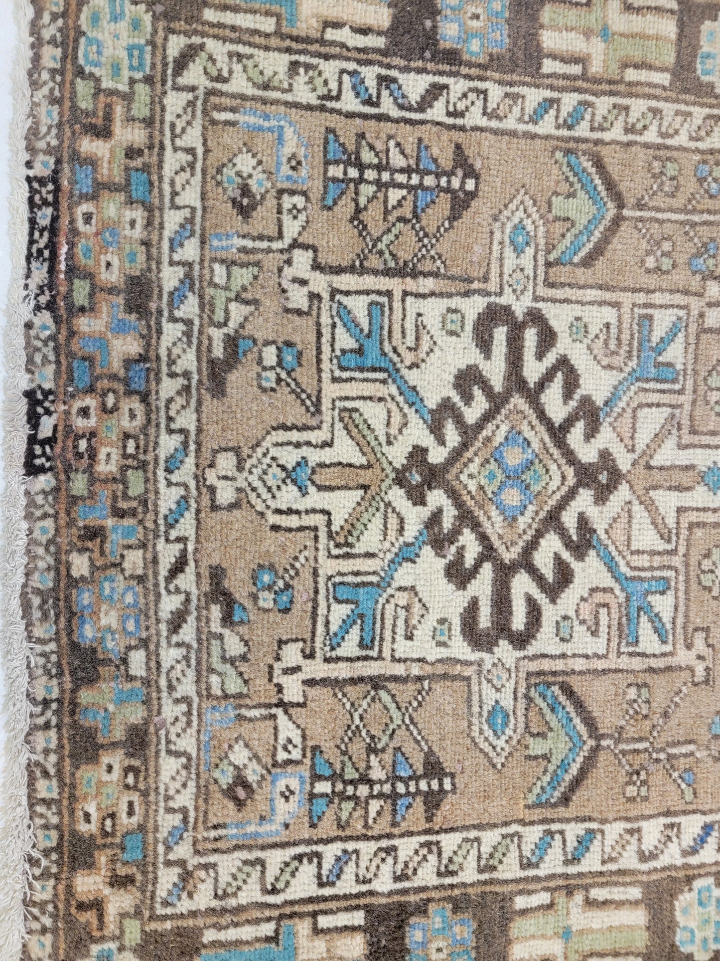 Antique Hand-Knotted Wool Runner Heriz Karajeh 2'10" x 11'10"