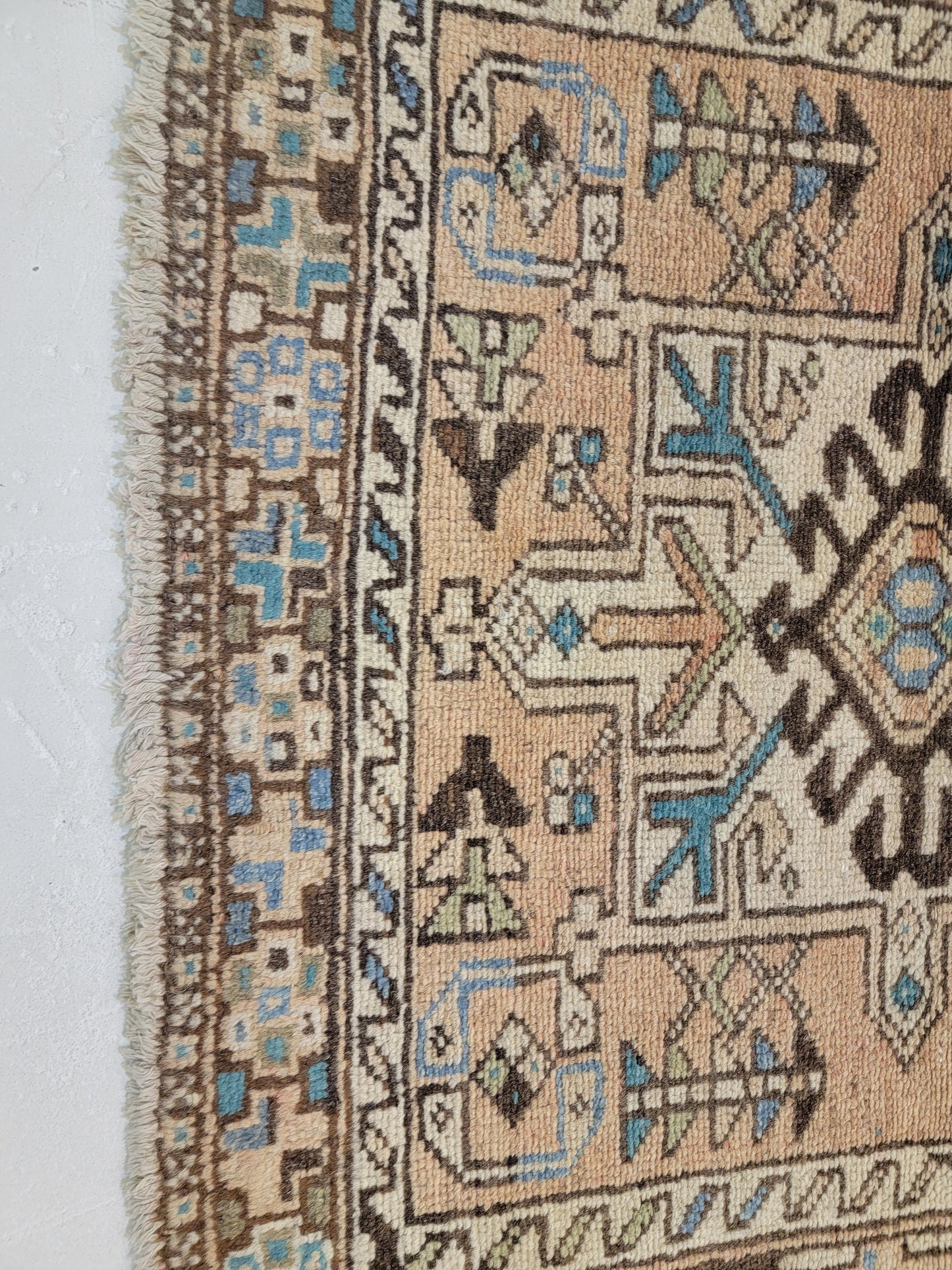 Antique Hand-Knotted Wool Runner Heriz Karajeh 2'10" x 11'10"